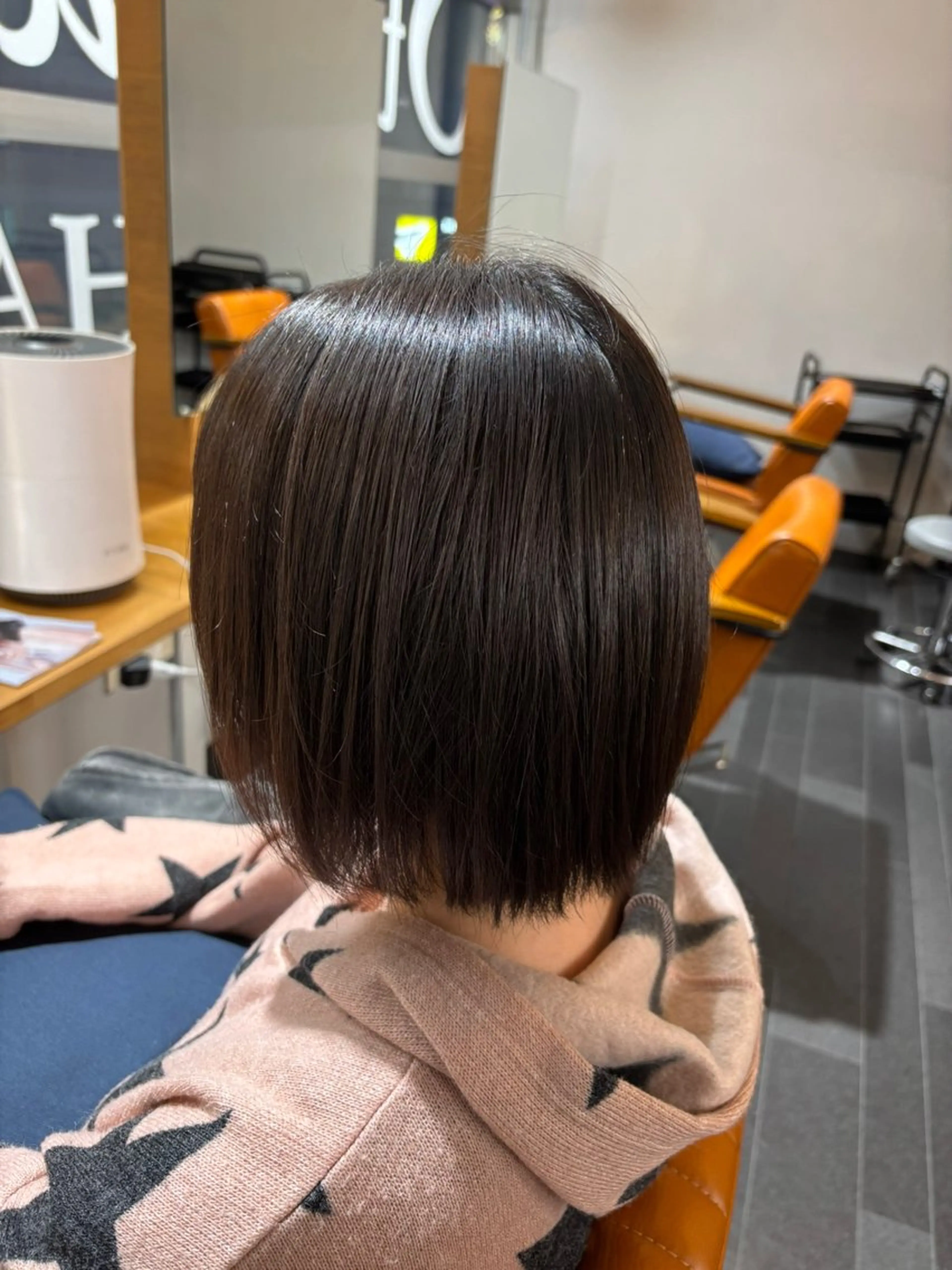 ミディアム 縮毛矯正 ゆみこ カラーモデル募集中のヘアスタイル