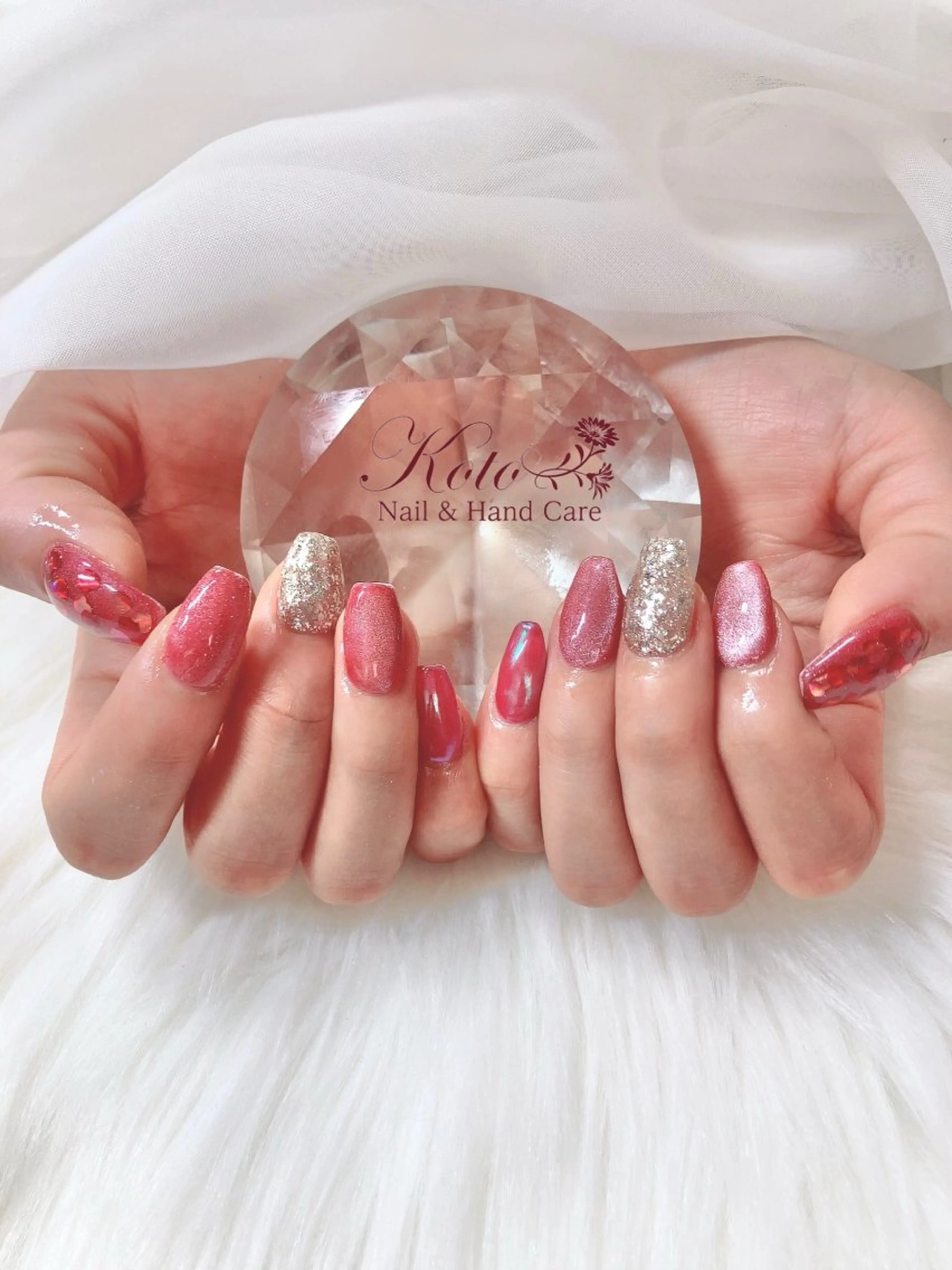 ネイル 長さ出し ジェルネイル ハート 持ち込み ニュアンスネイル ハンドネイル Nail Salon KOTOのネイルデザイン