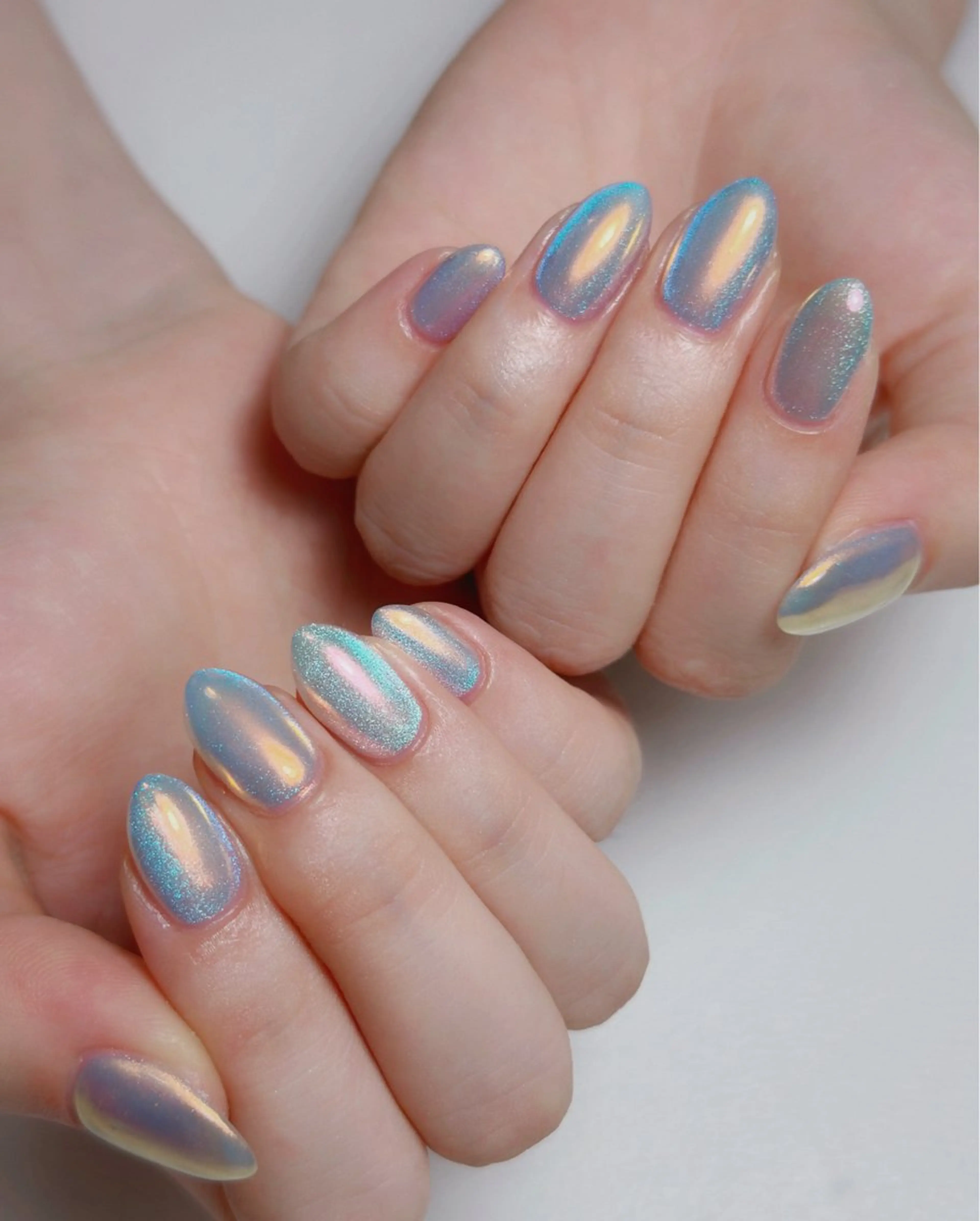 ネイル オーロラネイル 長さ出し フットネイル ラメ(グリッター) ラメグラデーション ハンドネイル 👍thumbs up nail👍のネイルデザイン