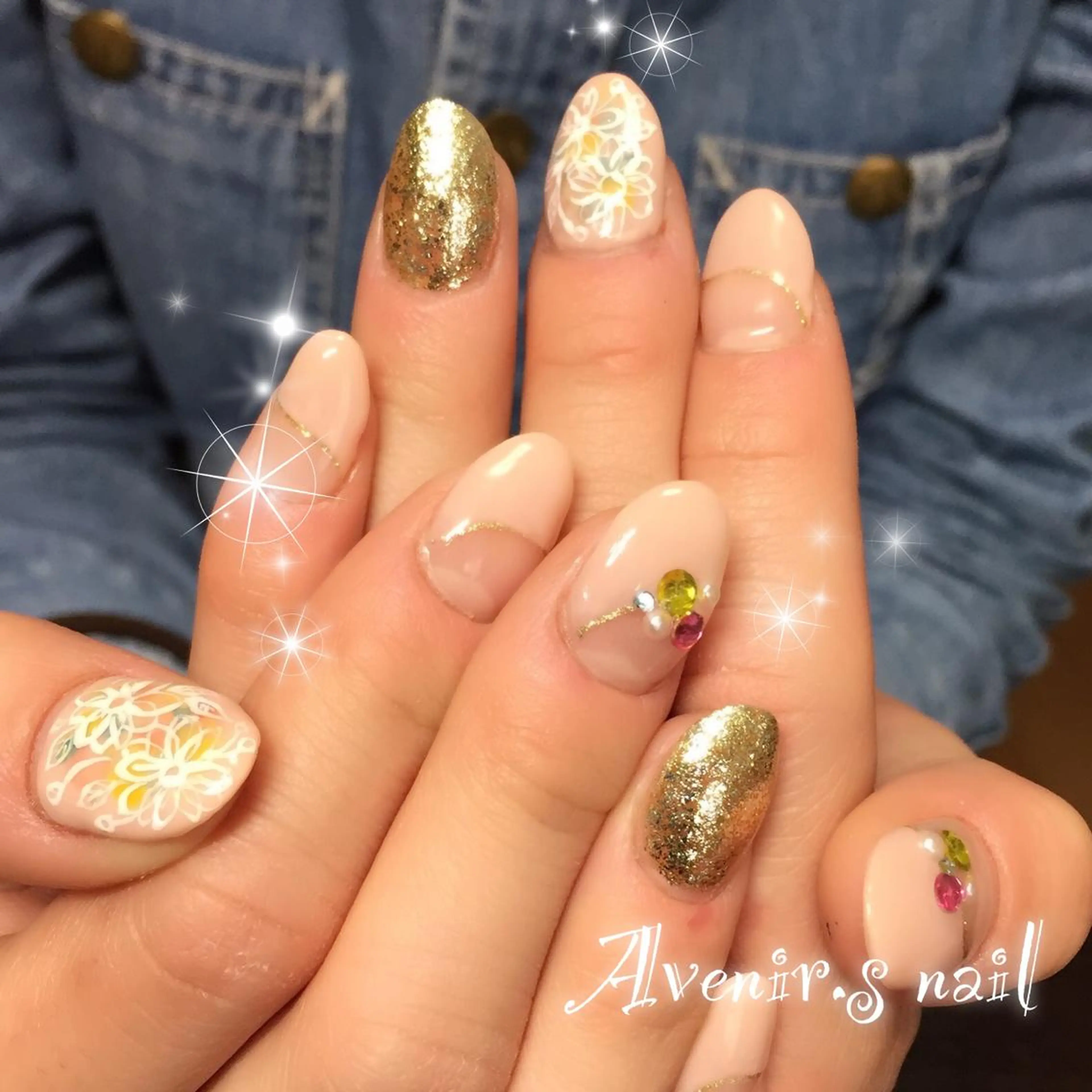 ネイル フラワーネイル ジェルネイル スカルプネイル Home Salon Avenir.のネイルデザイン