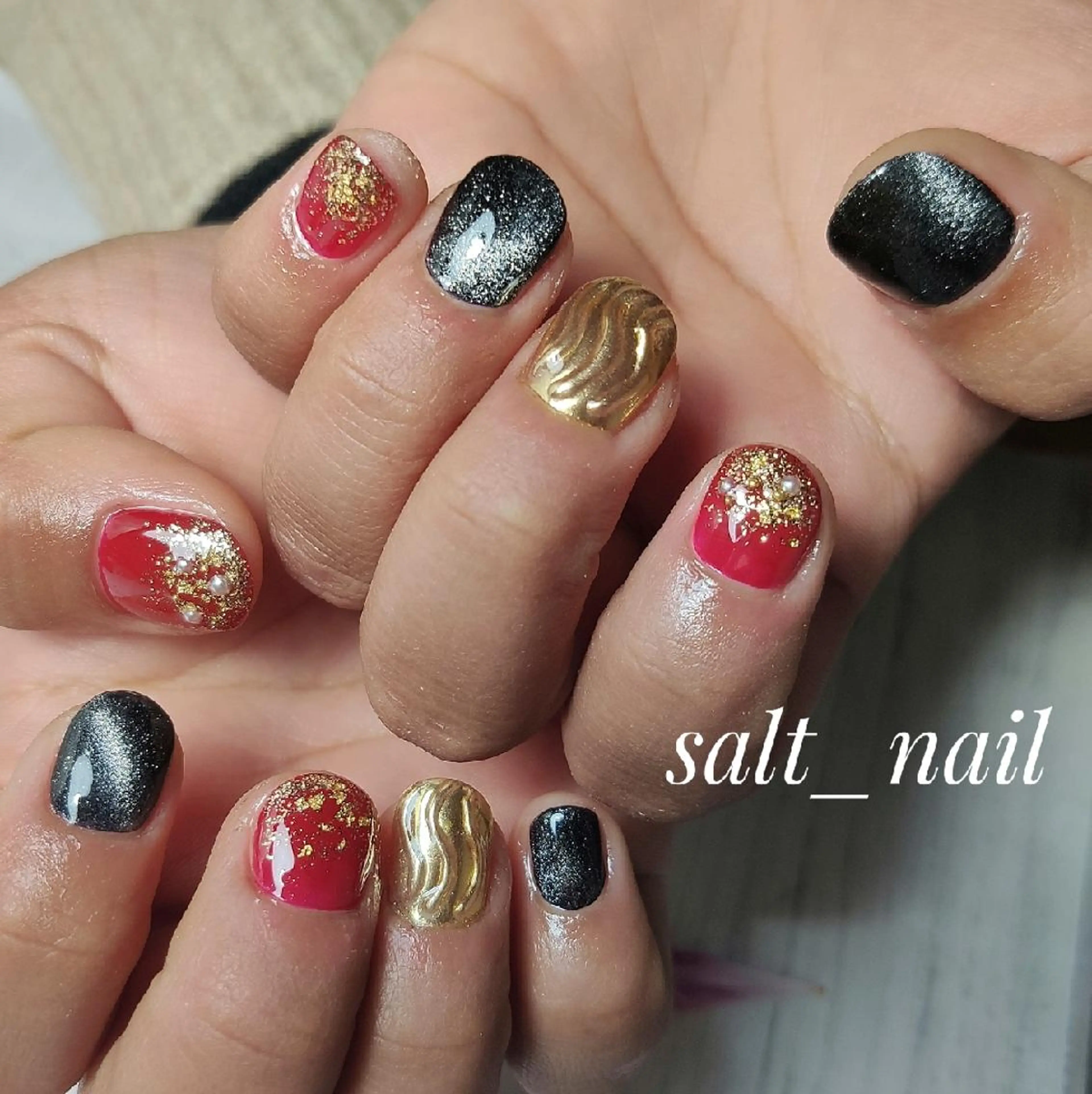 ネイル 成人式 ハンドネイル 個人サロン saltnailのネイルデザイン