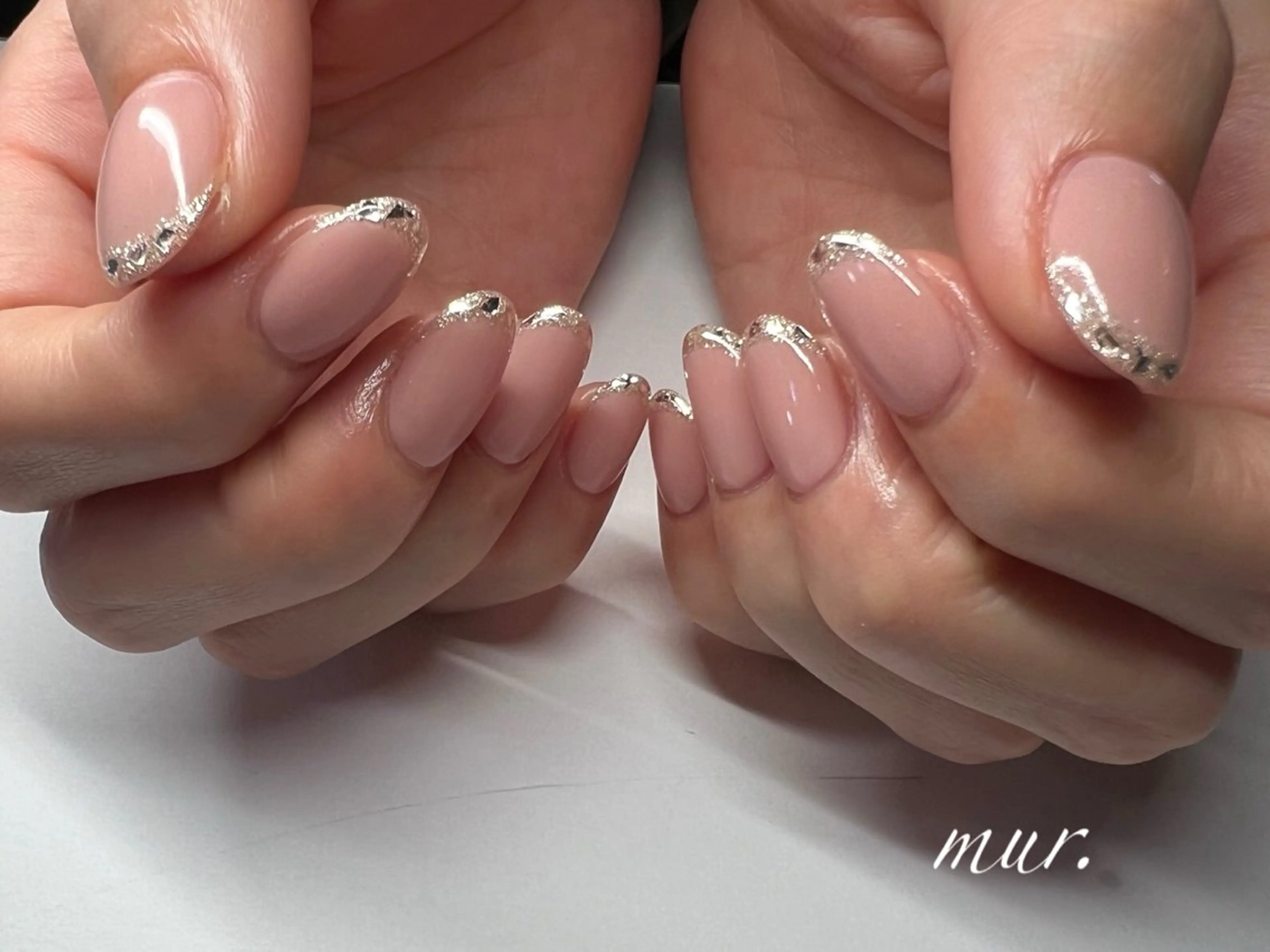 ネイル フレンチネイル ジェルネイル ガラスフレンチ オフィスネイル ワンカラーネイル nailsalon mur.のネイルデザイン