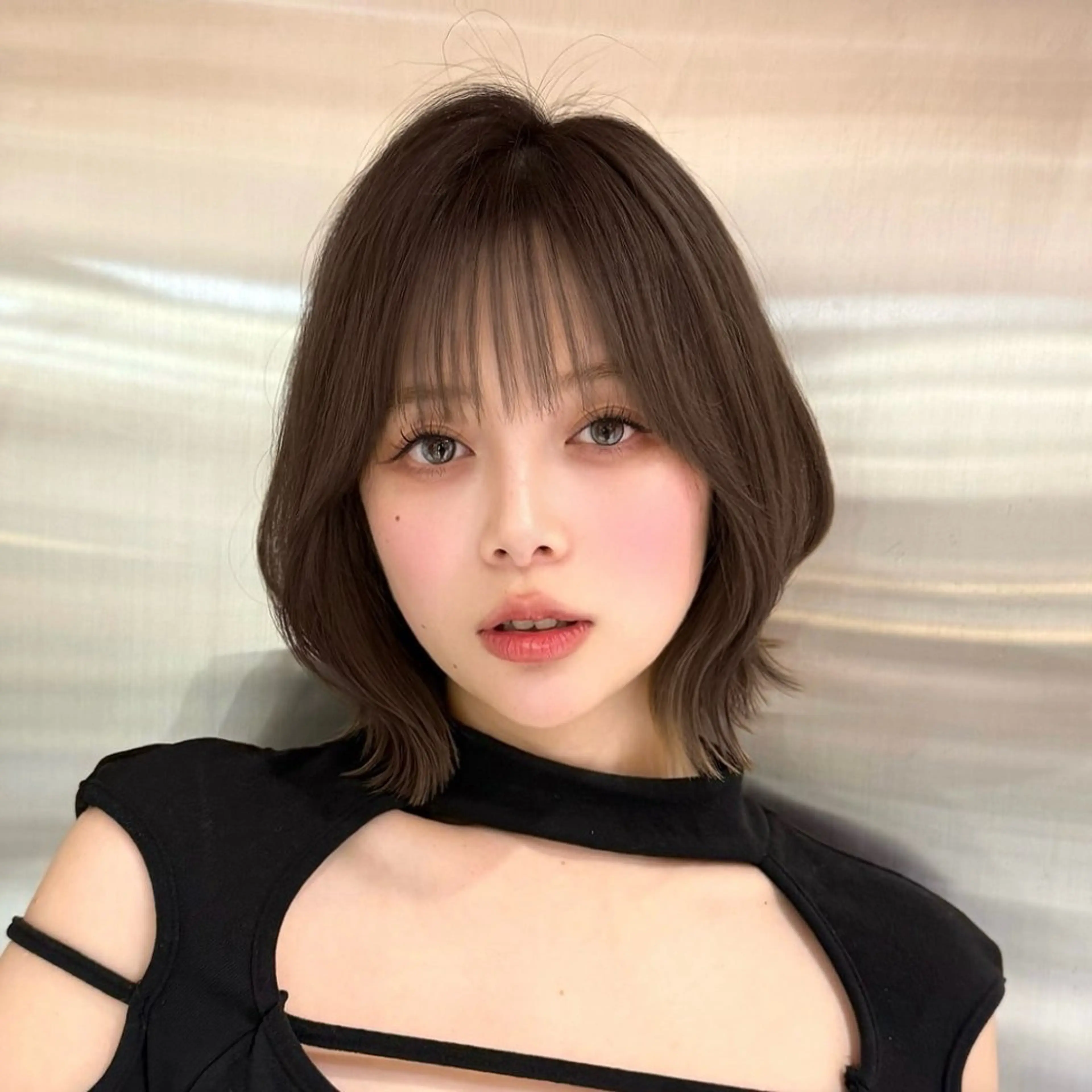 ミディアム カラー ヘアアレンジ ボブレイヤー 透明感カラー ボブ 韓国風ヘア レイヤーカット 韓国ボブ/髪質改善 /新宿/Rumiのヘアスタイル