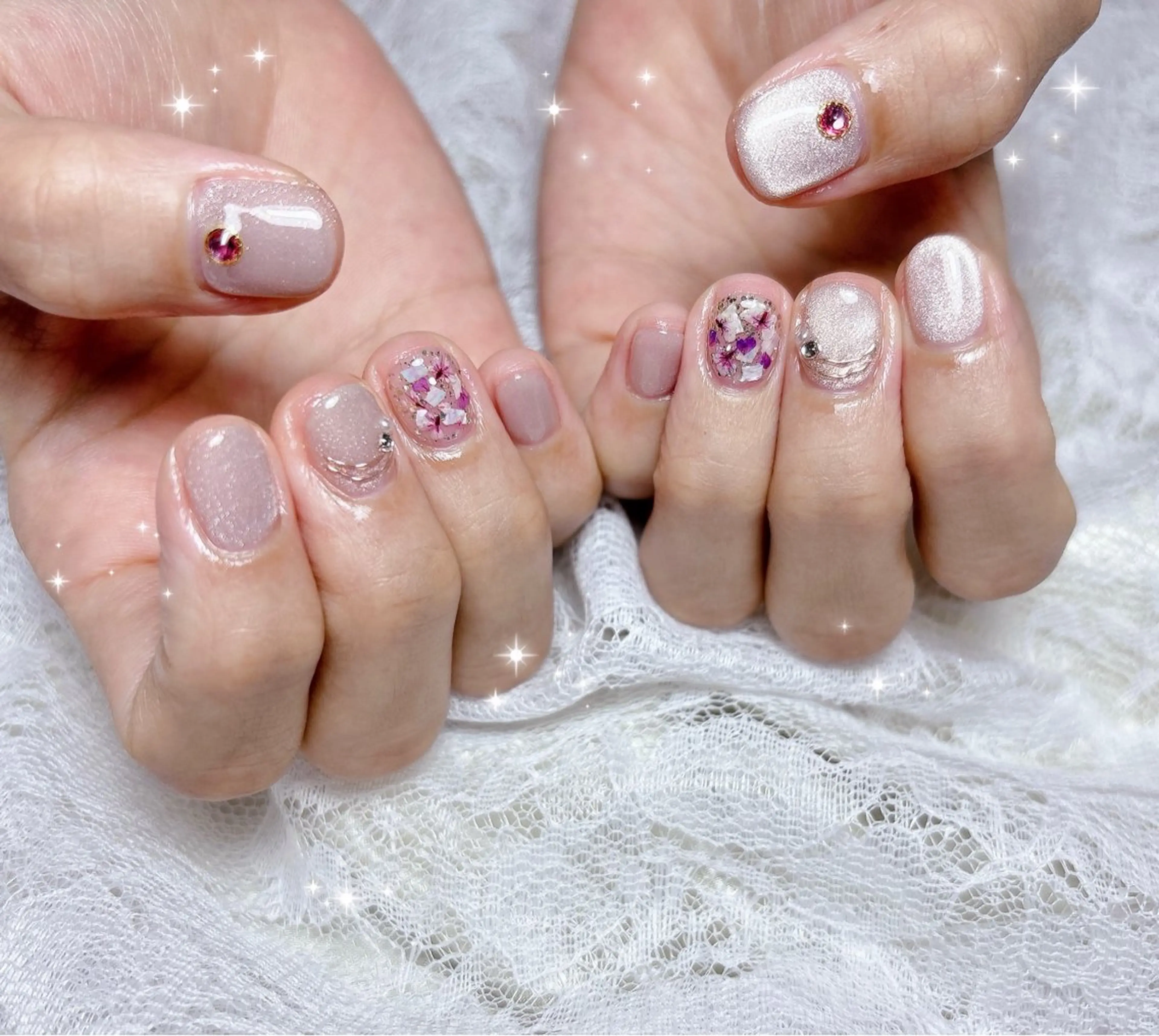 ネイル アートネイル キラキラネイル マグネットネイル ミラーネイル ハンドネイル FLARE NAIL フレアネイルのネイルデザイン