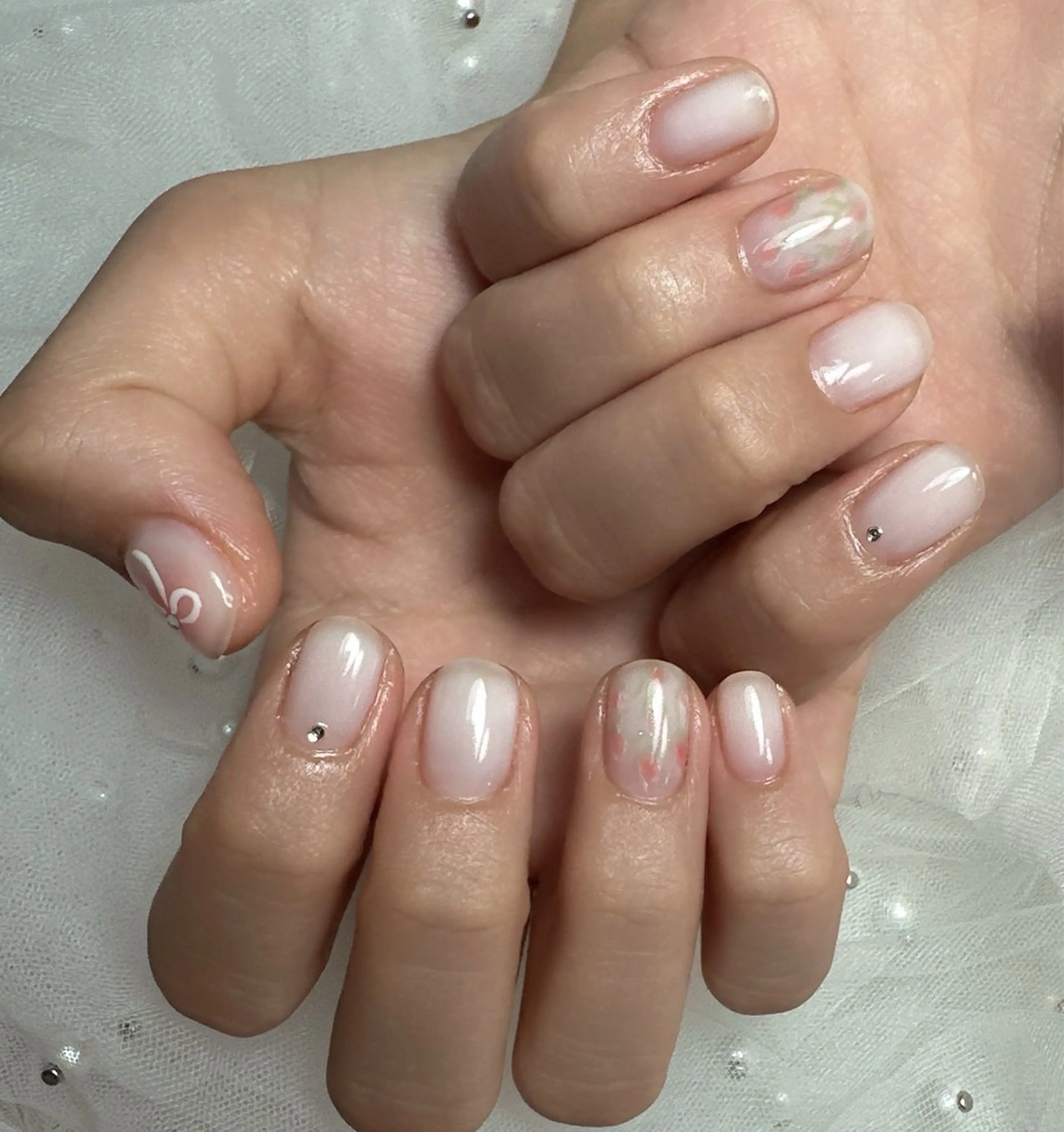 ネイル yumiジェル& チップ長さだしのネイルデザイン