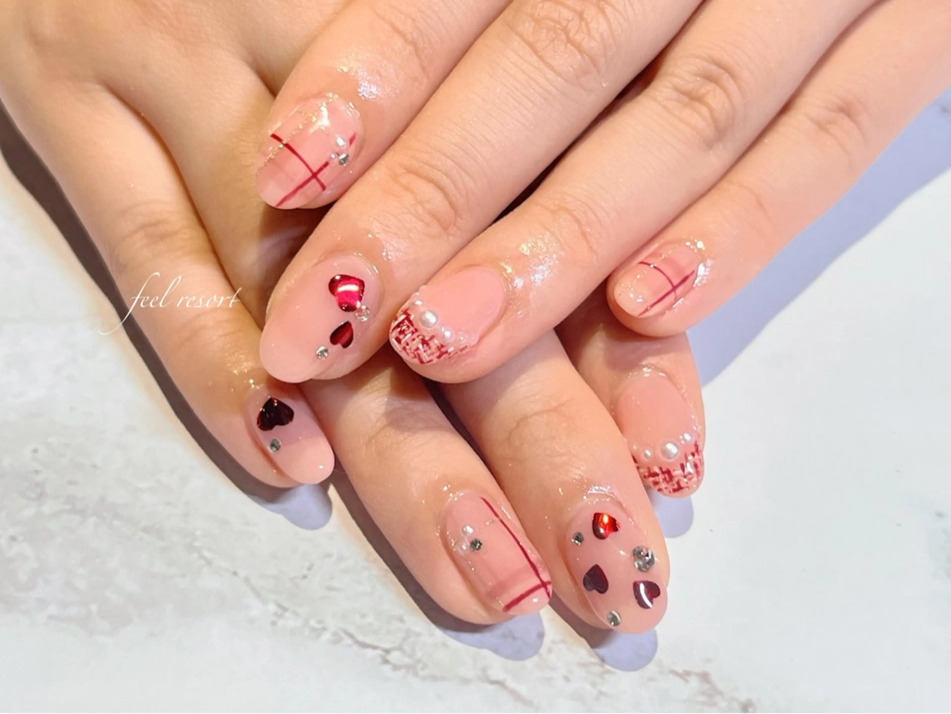 ネイル 長さ出し フットネイル フレンチネイル ジェルネイル ガラスフレンチ ハンドネイル Lien（リアン） 銀座駅6分のネイルデザイン