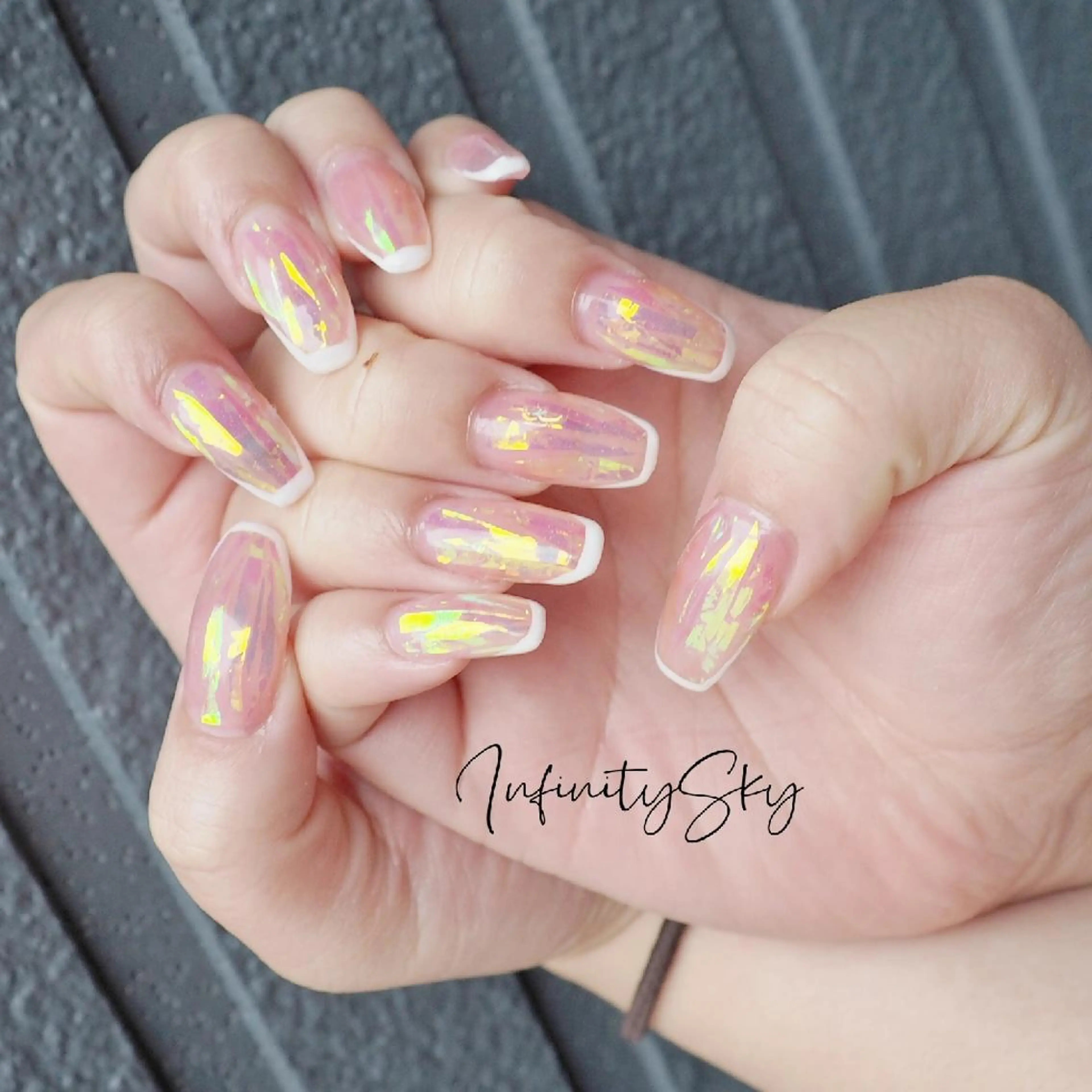 ネイル 長さ出し ロングネイル 持ち込み infinity skyのネイルデザイン