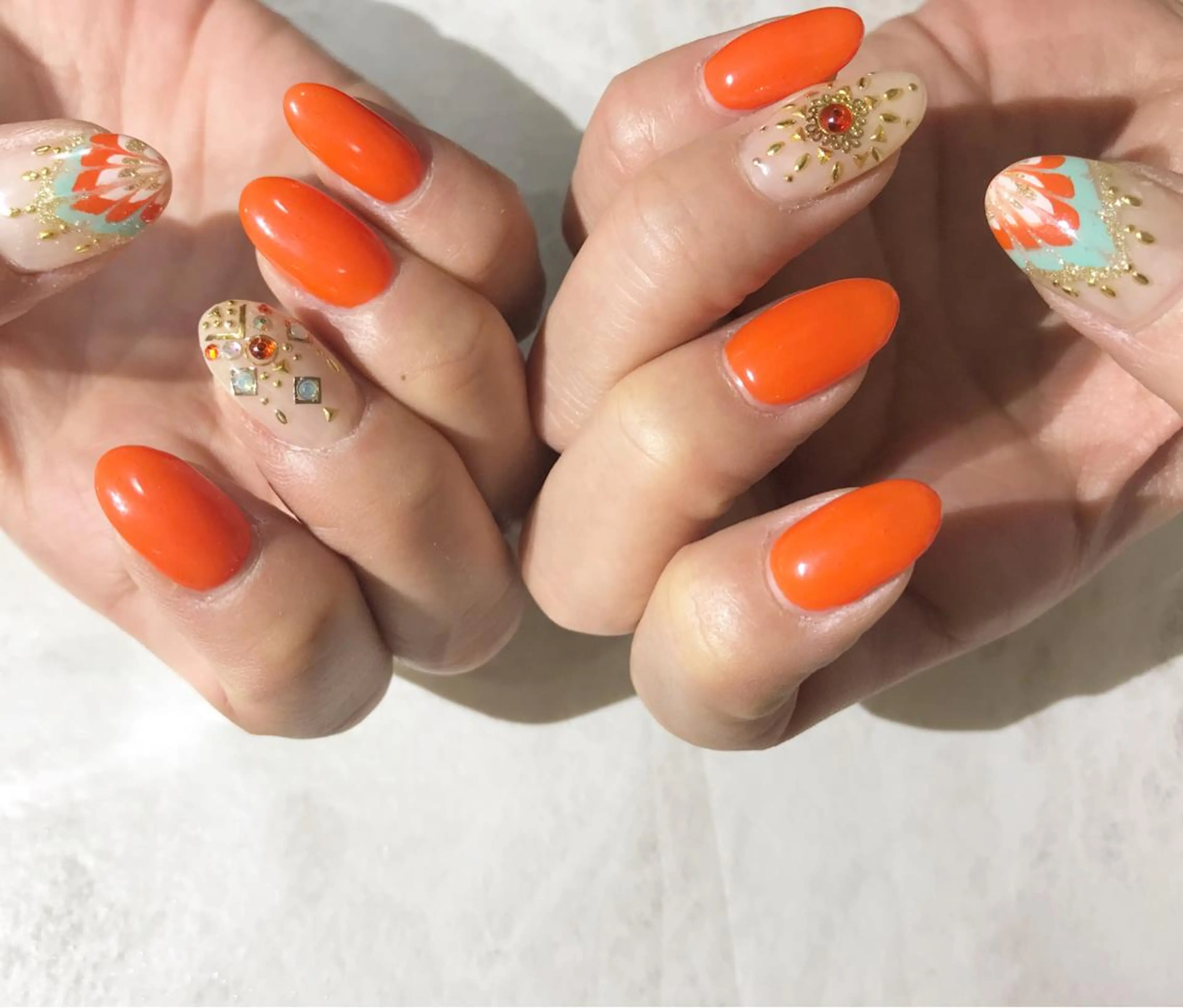 ネイル フットネイル ニュアンスネイル オレンジ シンプルネイル 春ネイル ネイル フフラ所属・nail fufla ♡yamane♡のネイルデザイン