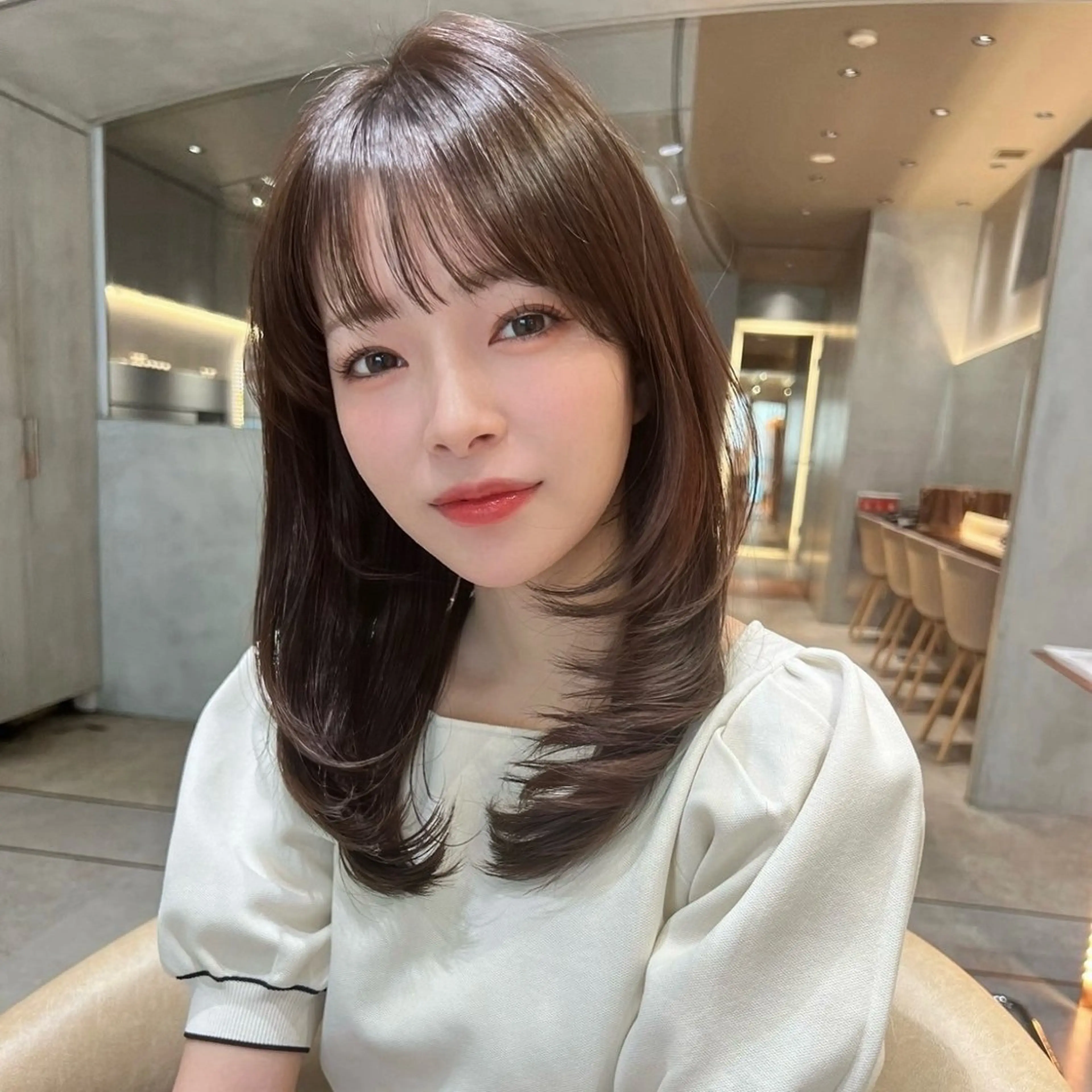 セミロング カット ヘアカラー トリートメント 髪質改善 ANFINI所属・ボブ・レイヤー 田中 励也のヘアスタイル