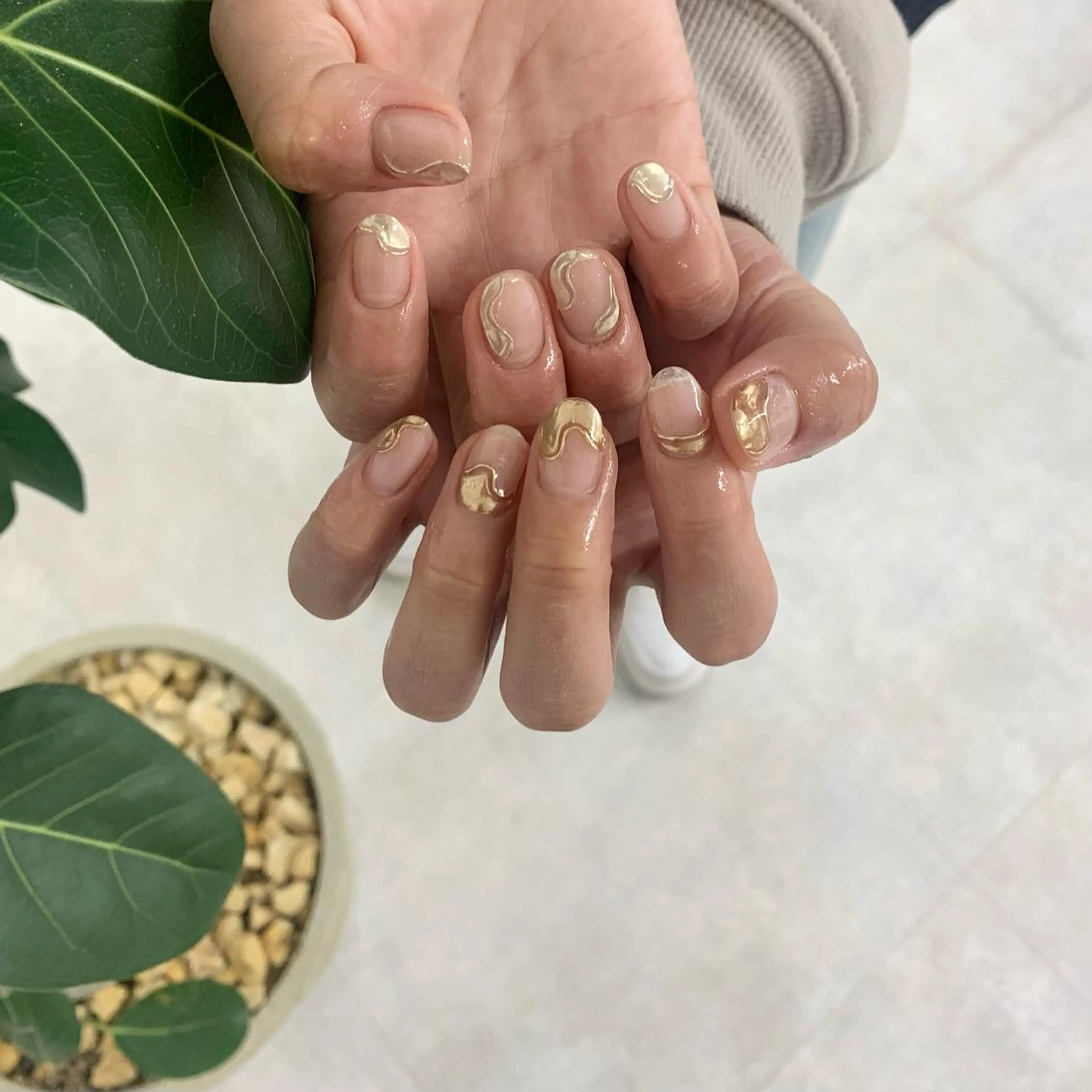 ネイル フレンチネイル ミラーネイル ニュアンスネイル 春ネイル pu muのネイルデザイン