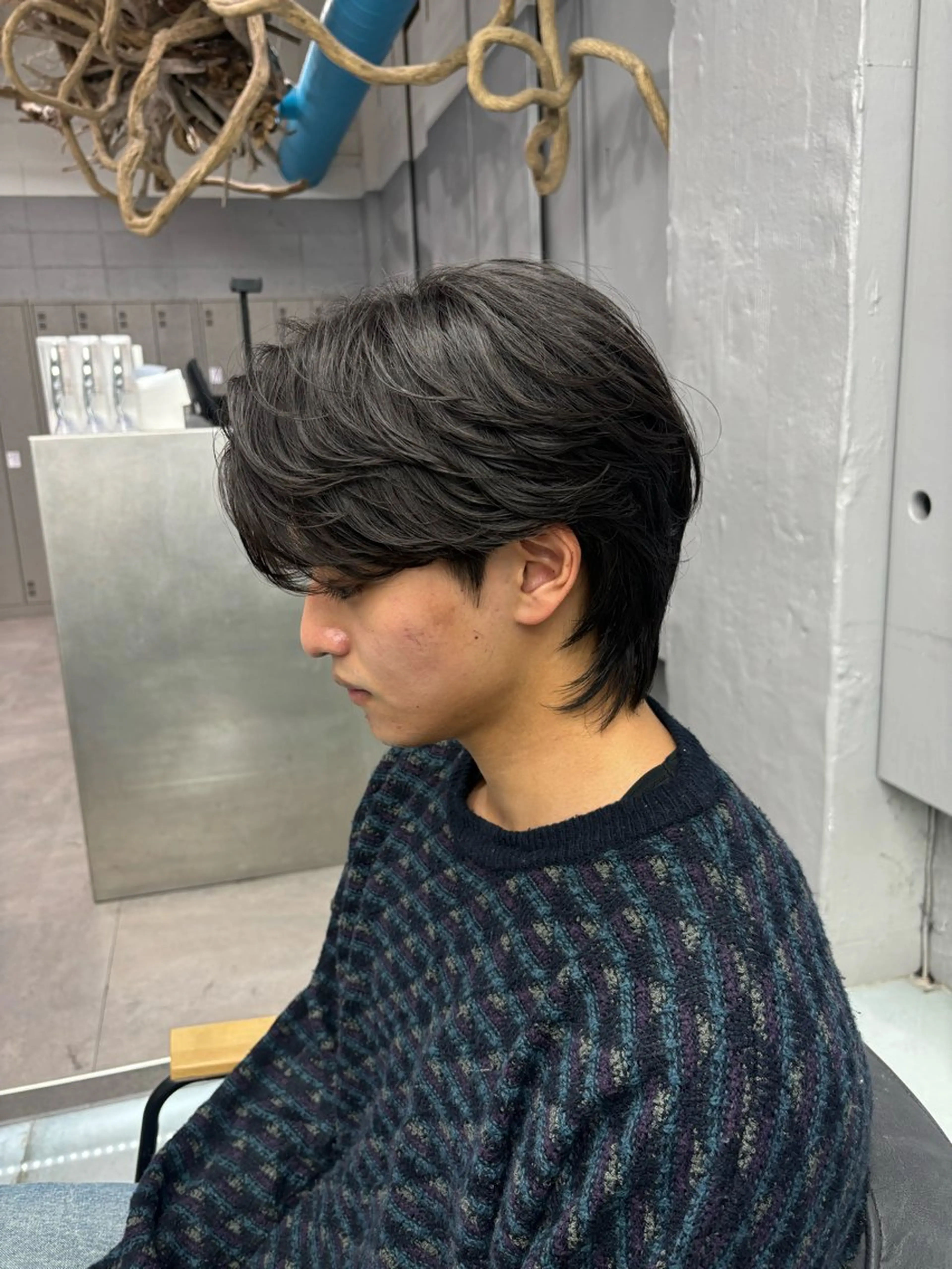 ショート メンズ センターパート カット メンズパーマ/韓国 ヘア/Mino🤍のヘアスタイル