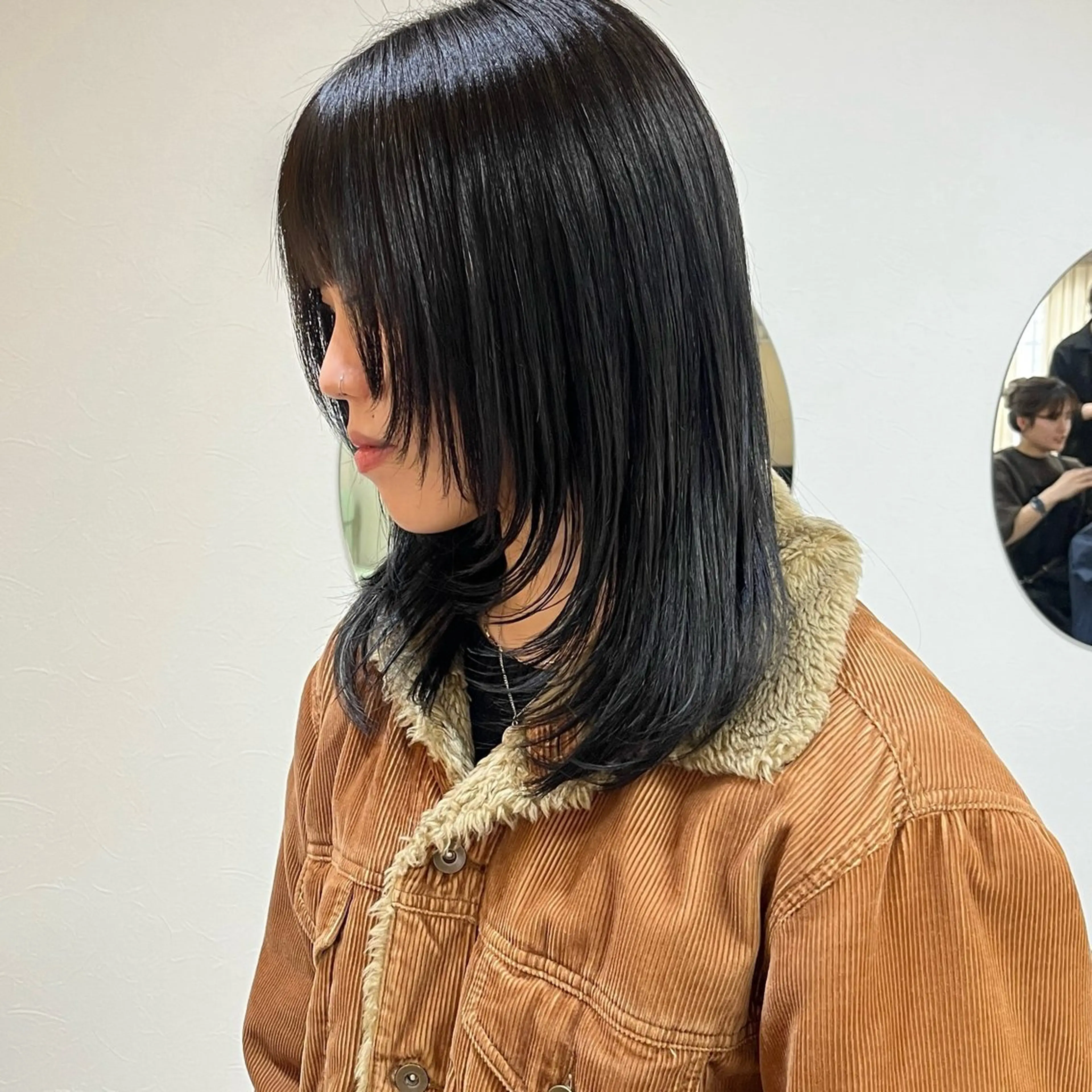 ミディアム カラー グレージュ レイヤーカット カット ヘアカラー トリートメント ボブ/透明感カラー /坂口恵梨子のヘアスタイル