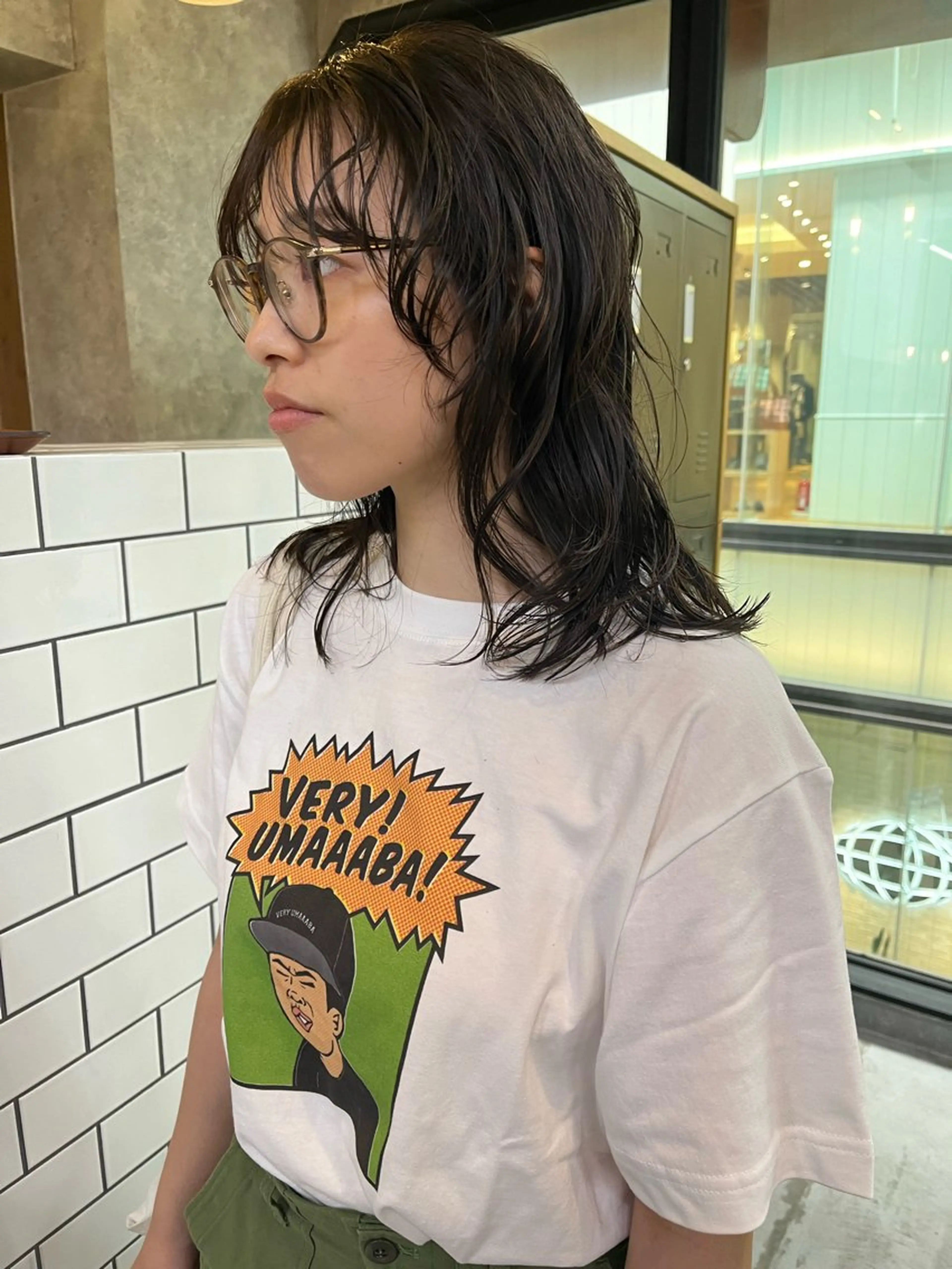 ミディアム パーマ カット パーマ 細川 夕利亜のヘアスタイル