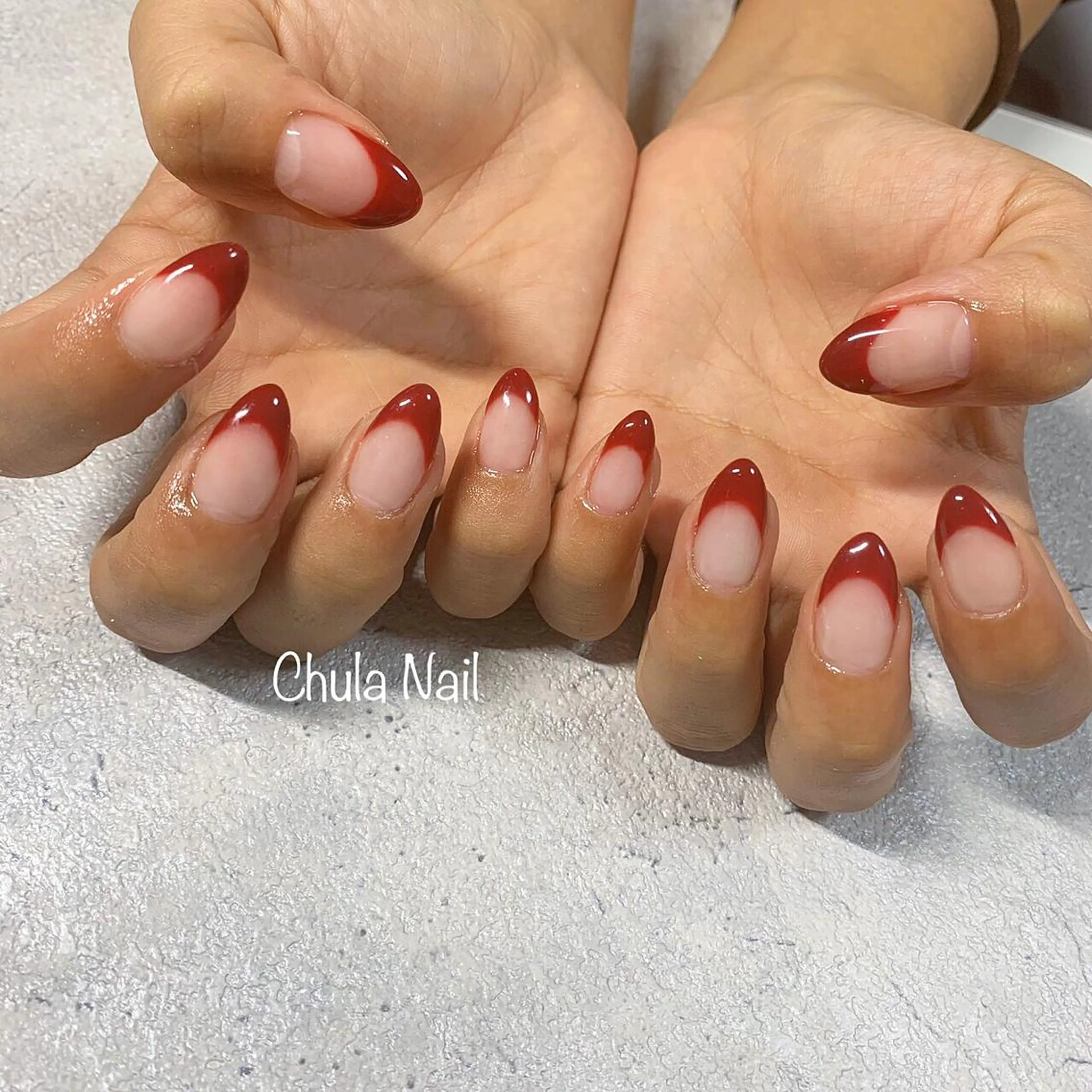 ネイル ボルドー フレンチネイル ハンドネイル ëmma nail_ by chulaのネイルデザイン