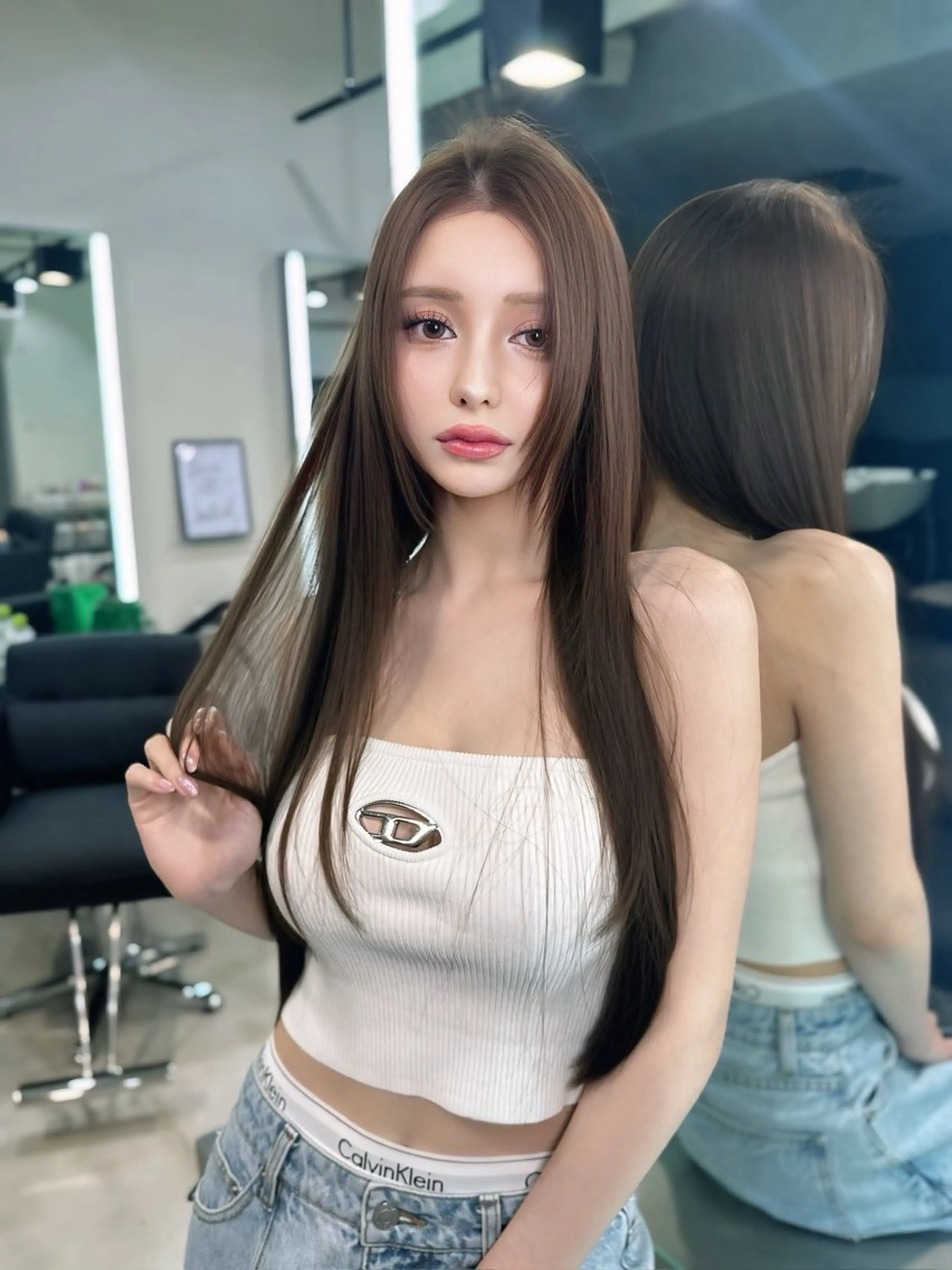 ロング カラー トリートメント 韓国レイヤー 似合わせカラーのヘアスタイル