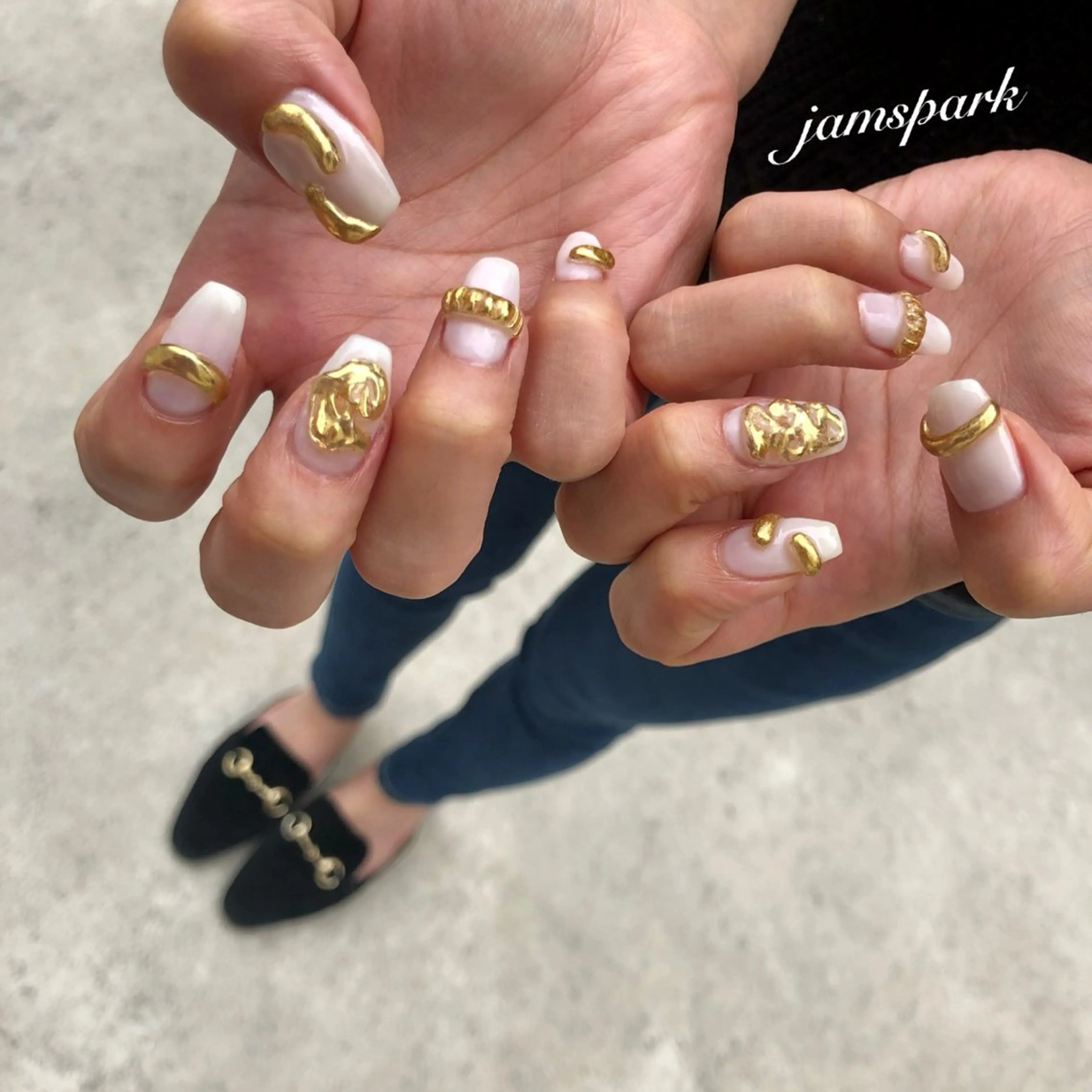 ネイル ゴールド ニュアンスネイル ハンドネイル jamspark ✨のネイルデザイン