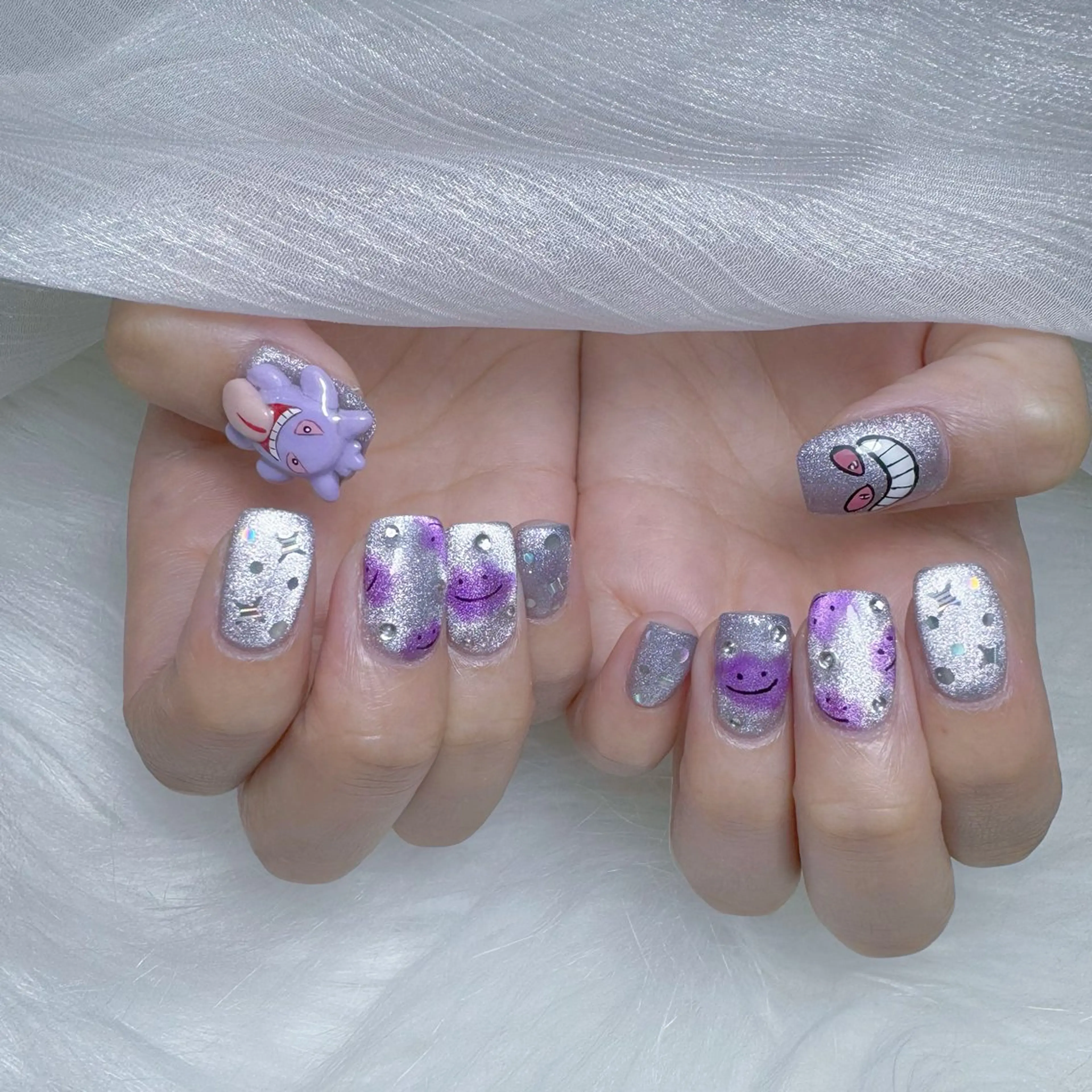 ネイル チークネイル クリアネイル ガーリー グラデーション キラキラネイル ハンドネイル NailPrincess所属・princess スカルプ専門店のネイルデザイン