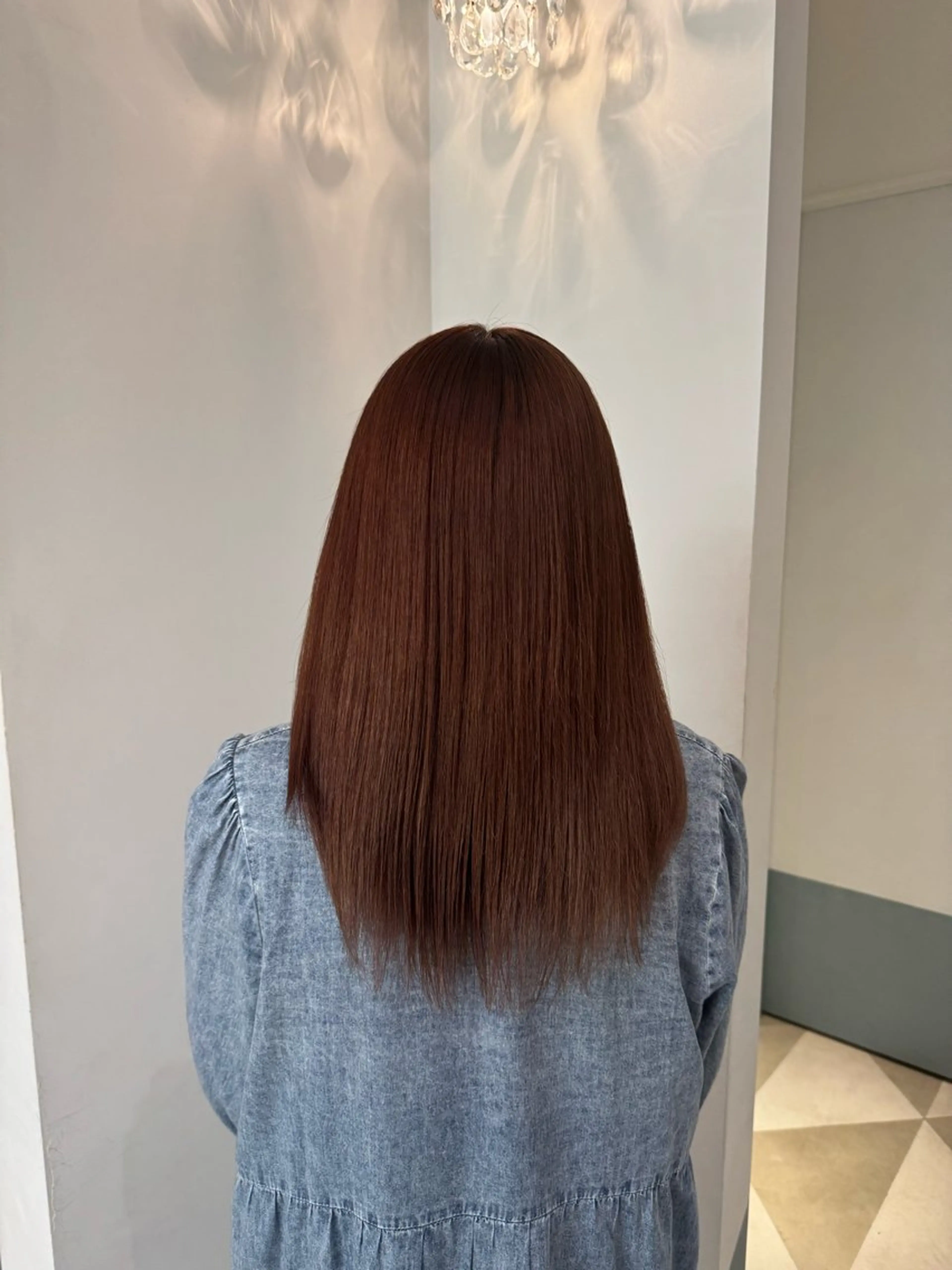 セミロング オレンジブラウン ヘアカラー ホリグチ ルナのヘアスタイル