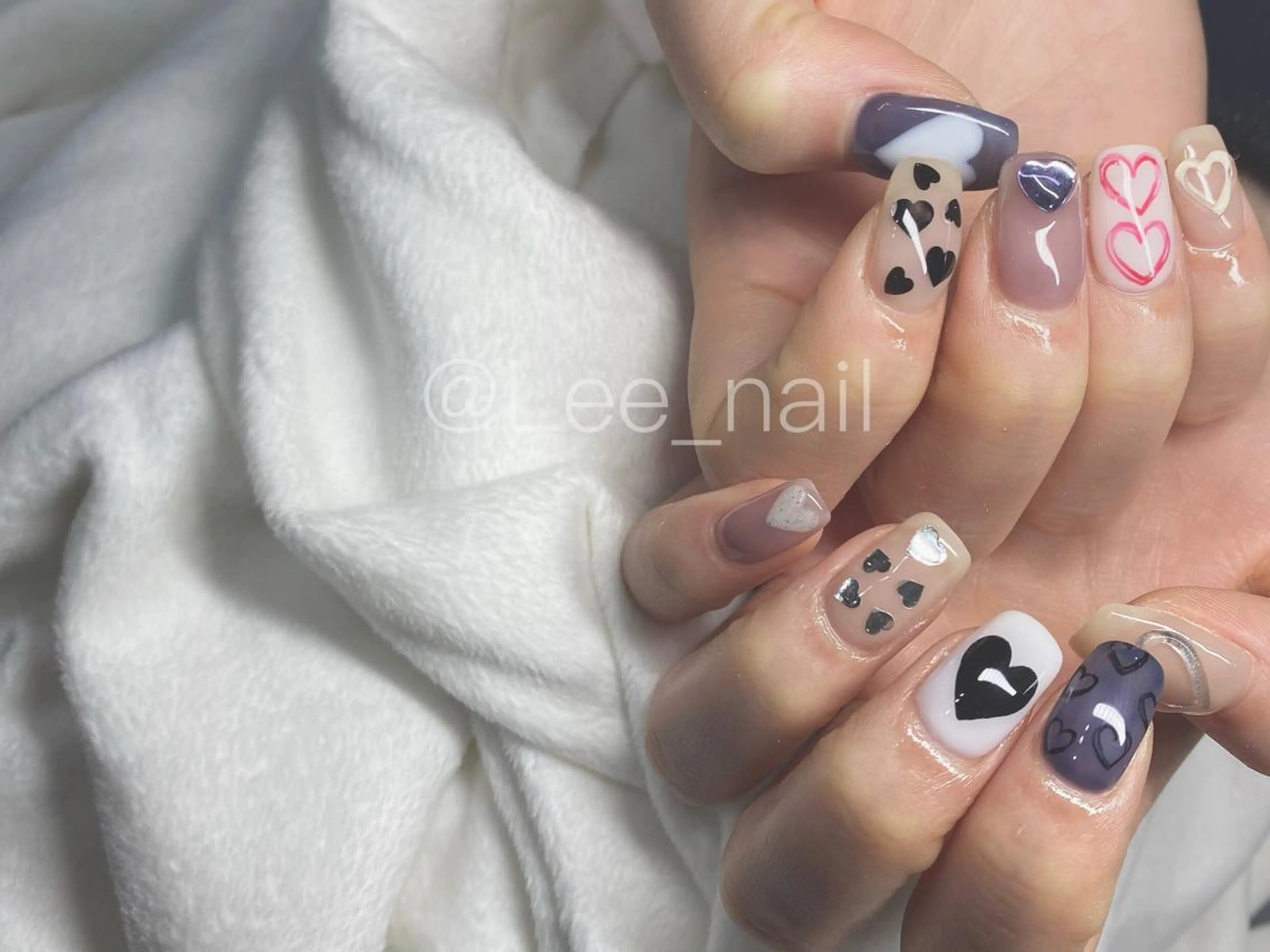 ネイル ハート ハンドネイル Lee_ nailのネイルデザイン