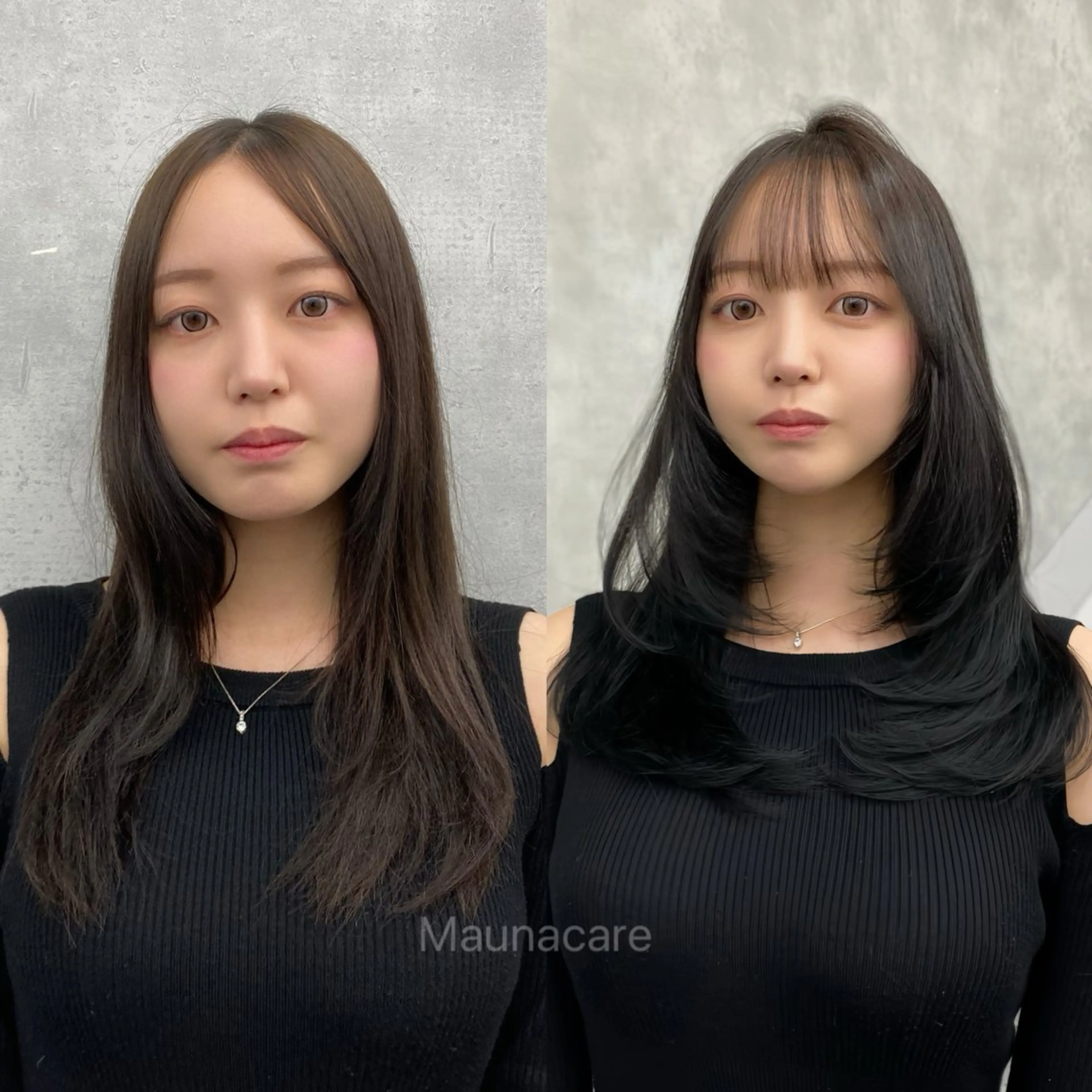 ミディアム カラー 黒髪 ブルーカラー ブルーブラック 韓国風ヘア レイヤーカット レイヤー/艶カラー /韓国ヘア/高松のヘアスタイル