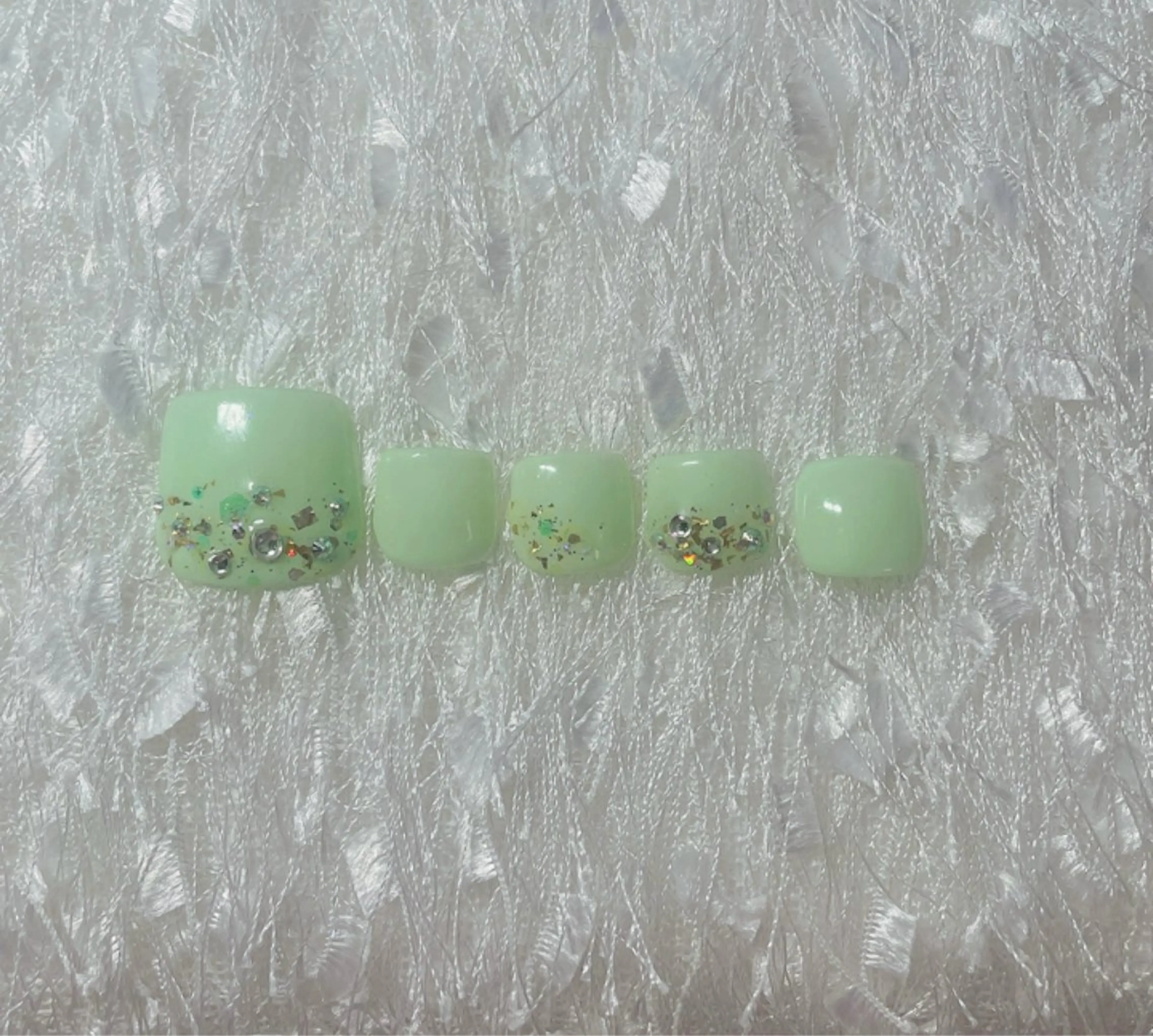 ネイル アートネイル フットネイル グリーン シンプルネイル Nakao Hitomiのネイルデザイン