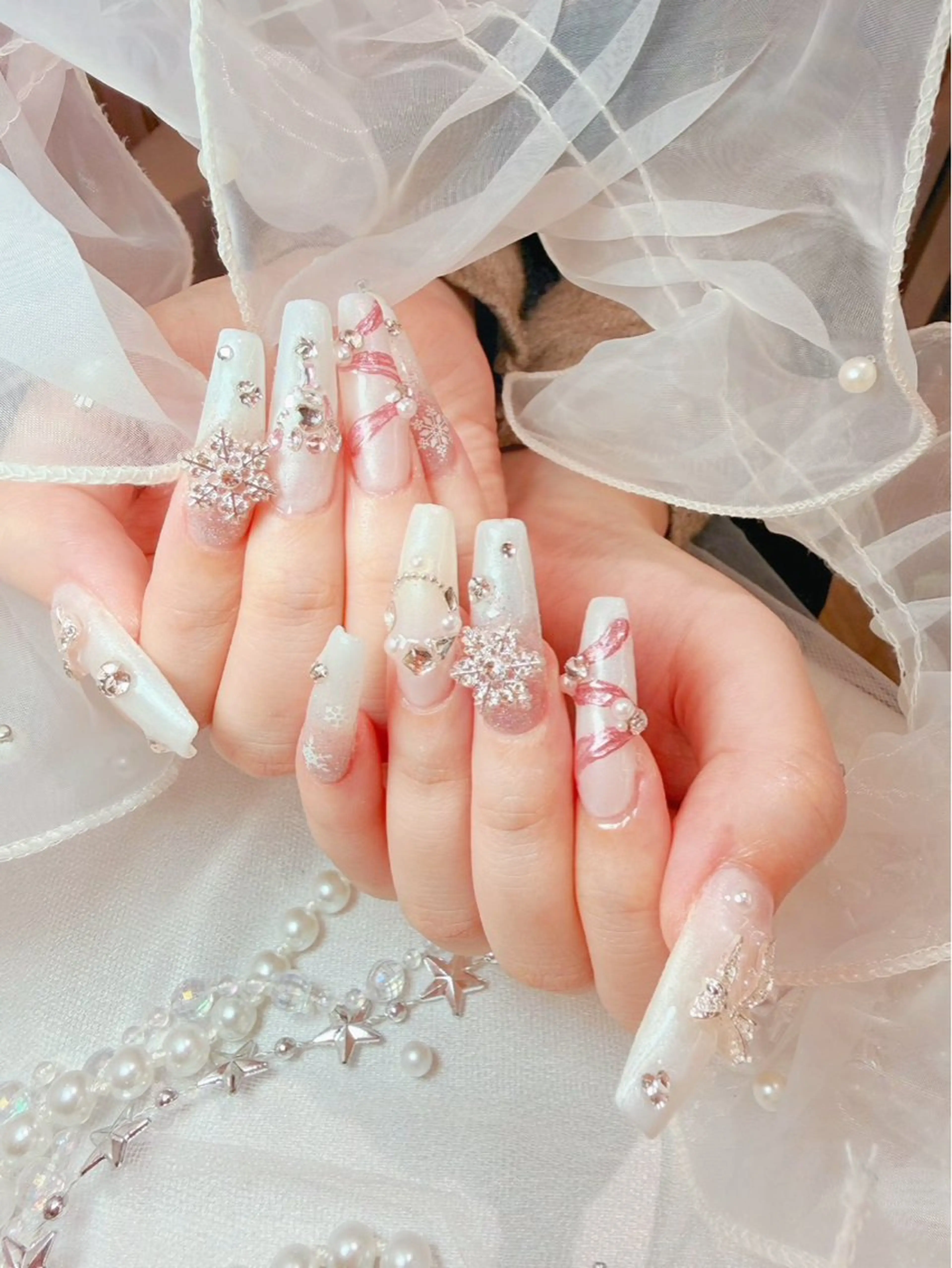 人気No_3🎄【10本長さ出し付】 10本アートコース（パーツ4つ付き）🎀写真持ち込み🉑¥13000➡️12000の写真