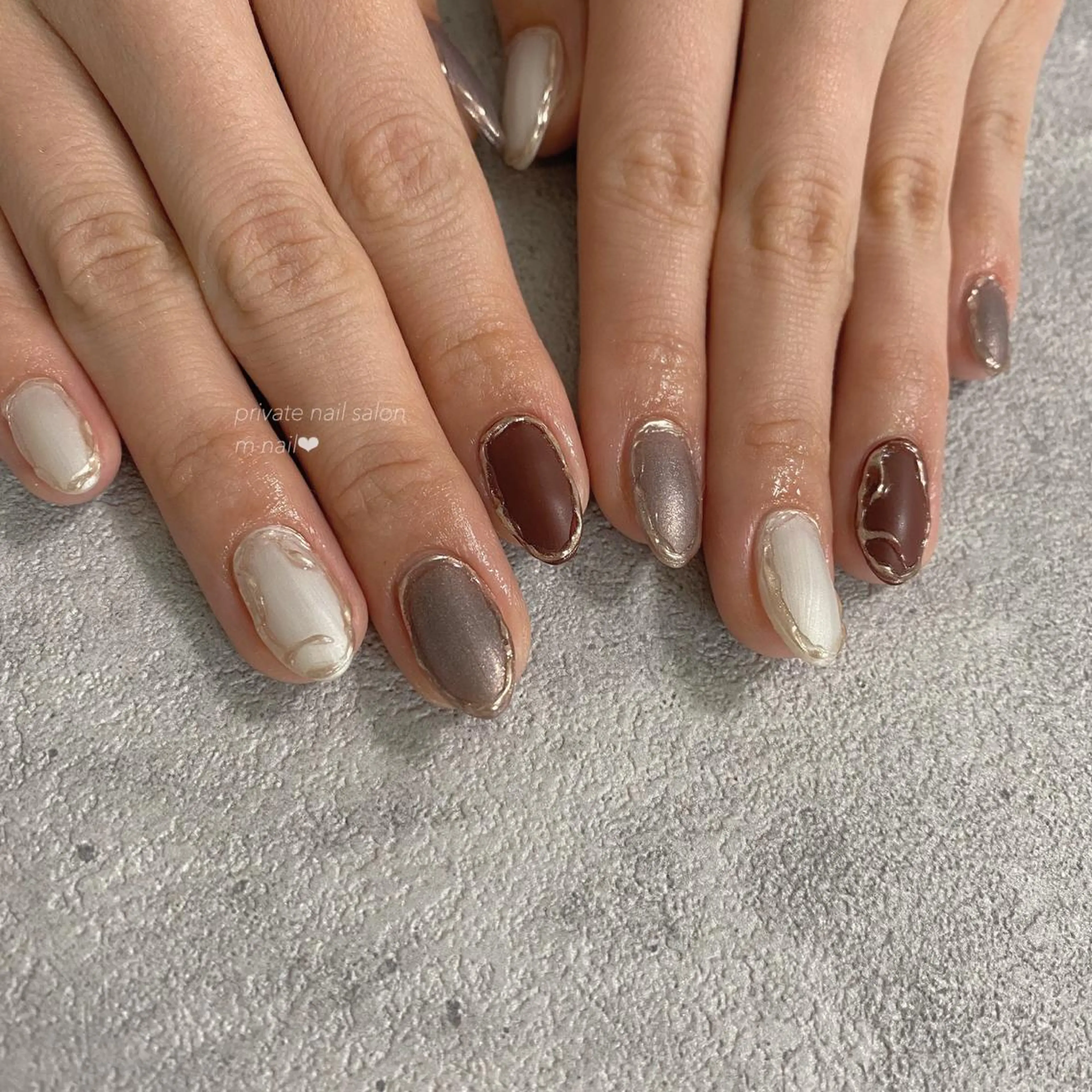 ネイル マットネイル ミラーネイル ハンドネイル 小河原 舞のネイルデザイン