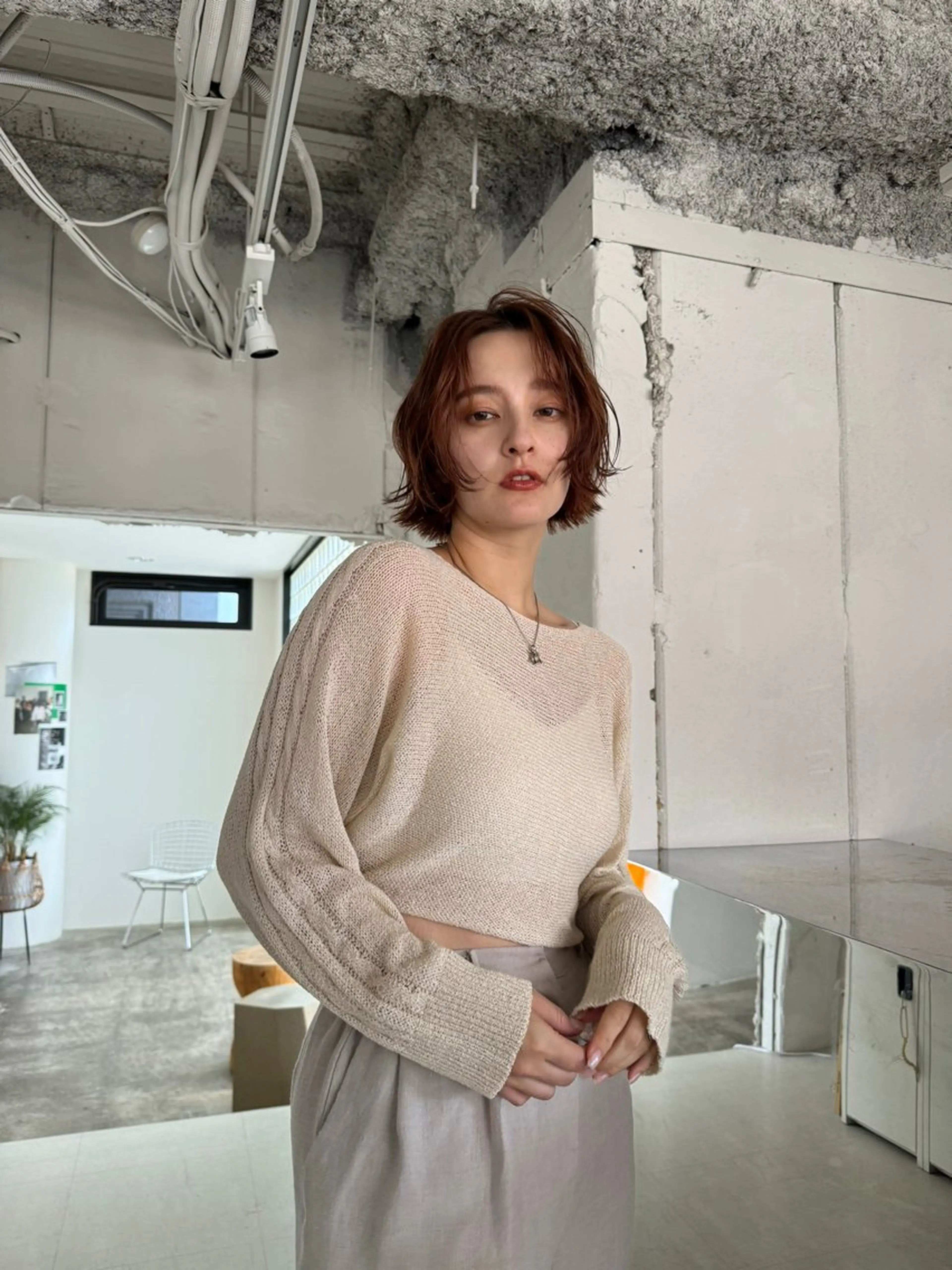 ミディアム カラー ベージュカラー ブラウンカラー ダブルカラー オレンジ ボブ カット ヘアカラー 髪質改善/似合わせ カラー/レイヤーのヘアスタイル