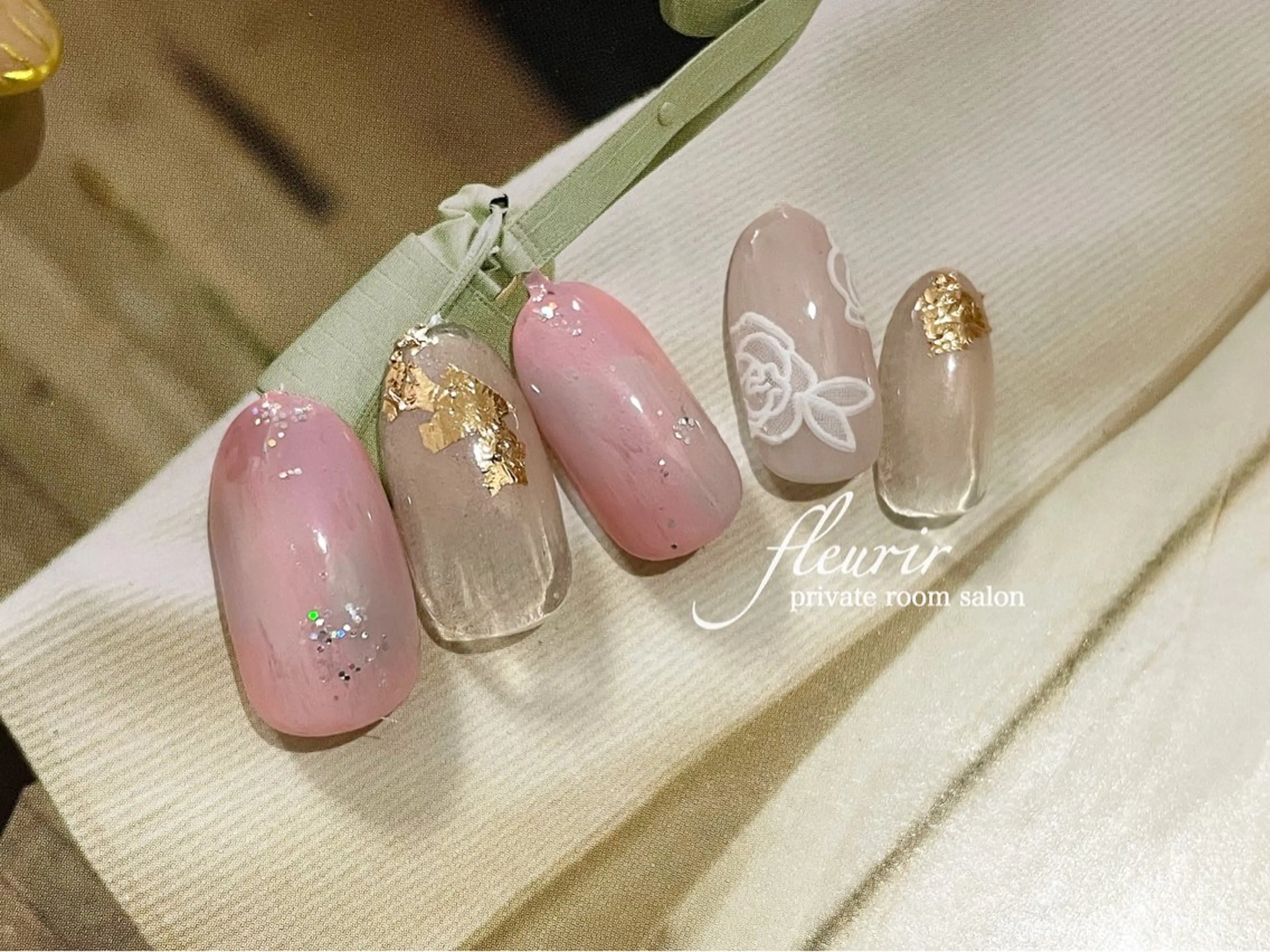 ネイル アートネイル ニュアンスネイル ワンカラーネイル ピンク フルリール 【プライベートサロンのネイルデザイン