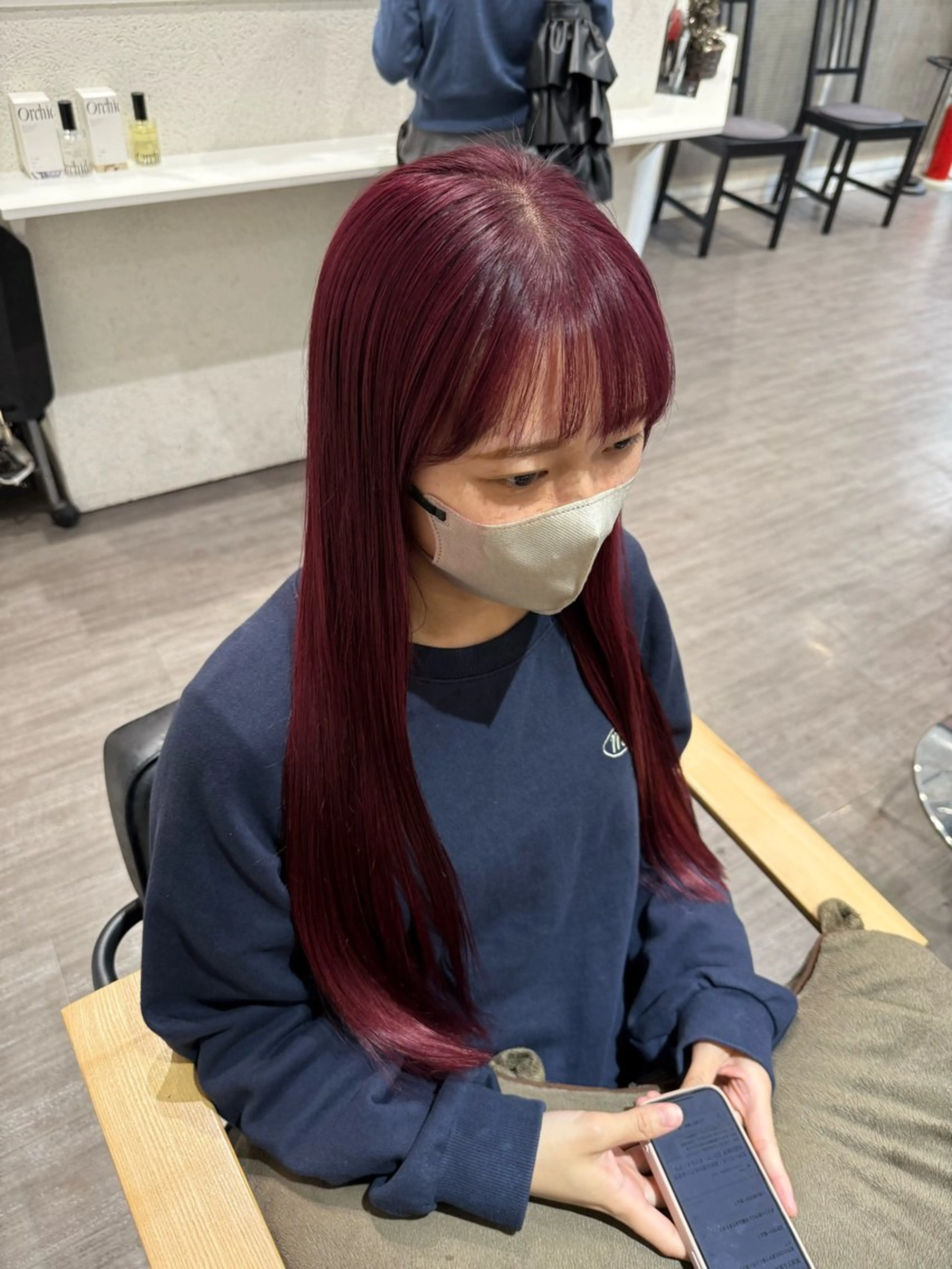 ロング カラー レッドカラー カット ヘアカラー トリートメント 艶髪レイヤー上田 紗也🇰🇷💗のヘアスタイル