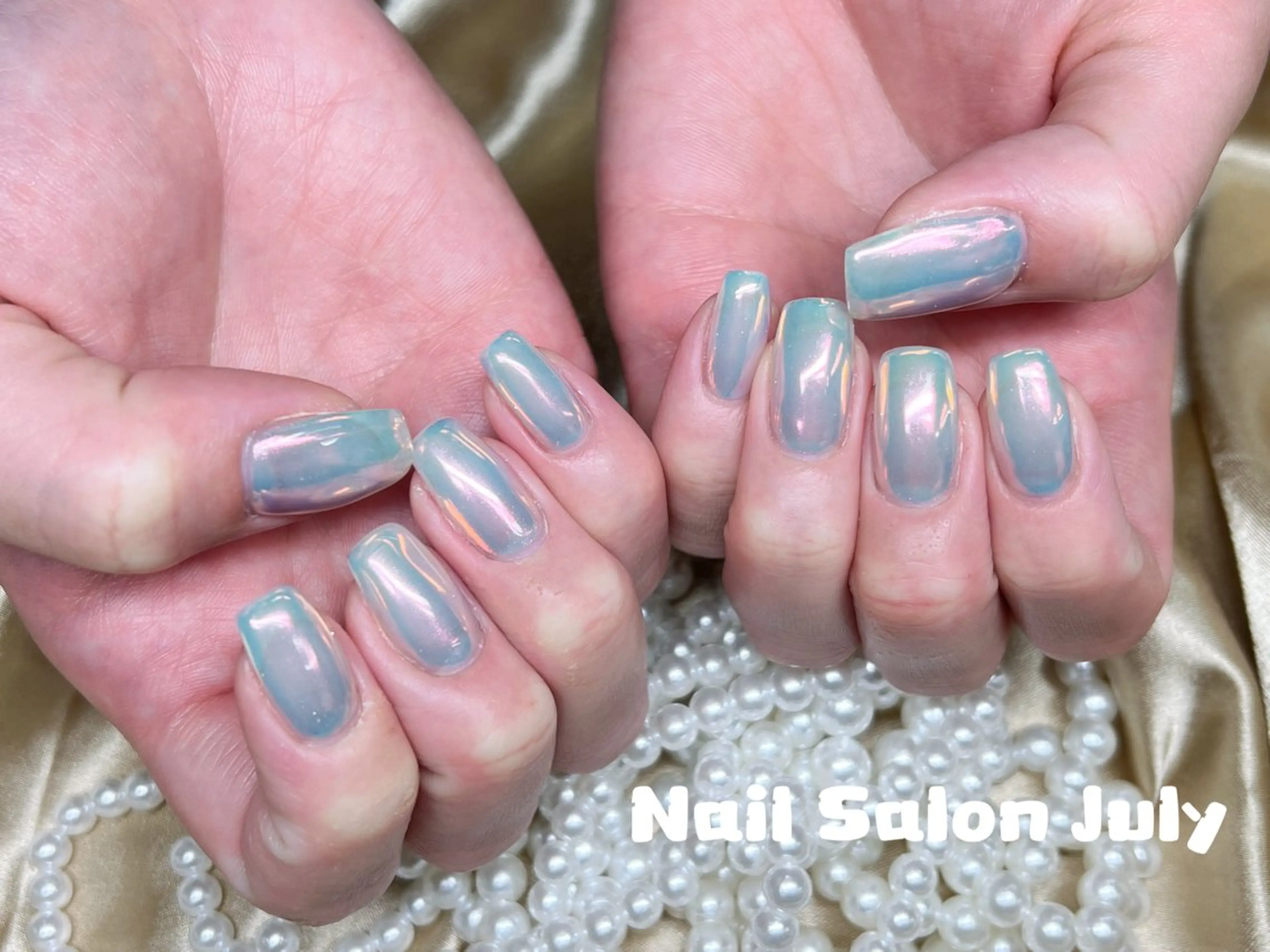ネイル アートネイル オーロラネイル ジェルネイル ガーリー キラキラネイル ハンドネイル July モモのネイルデザイン