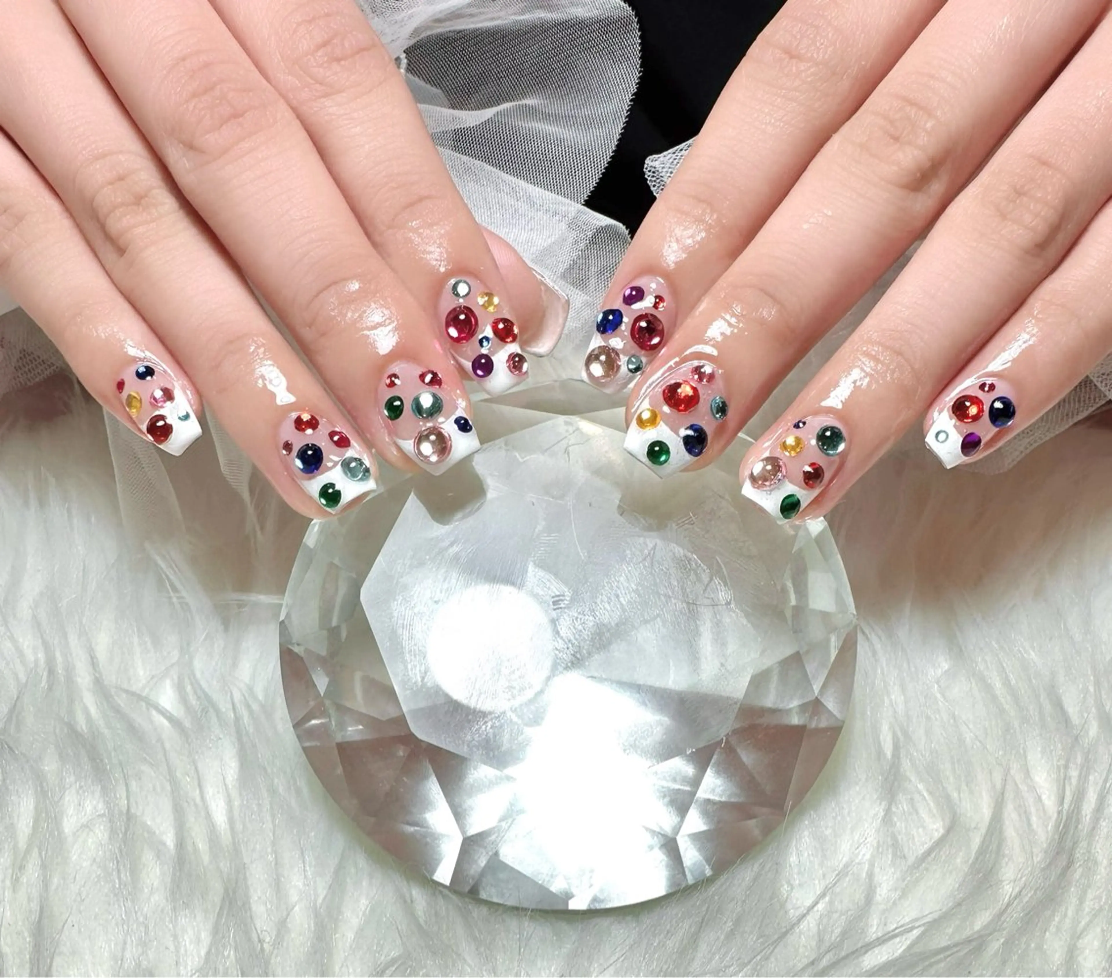 ネイル 持ち込み ストーンネイル ハンドネイル nail untitled🎀のネイルデザイン