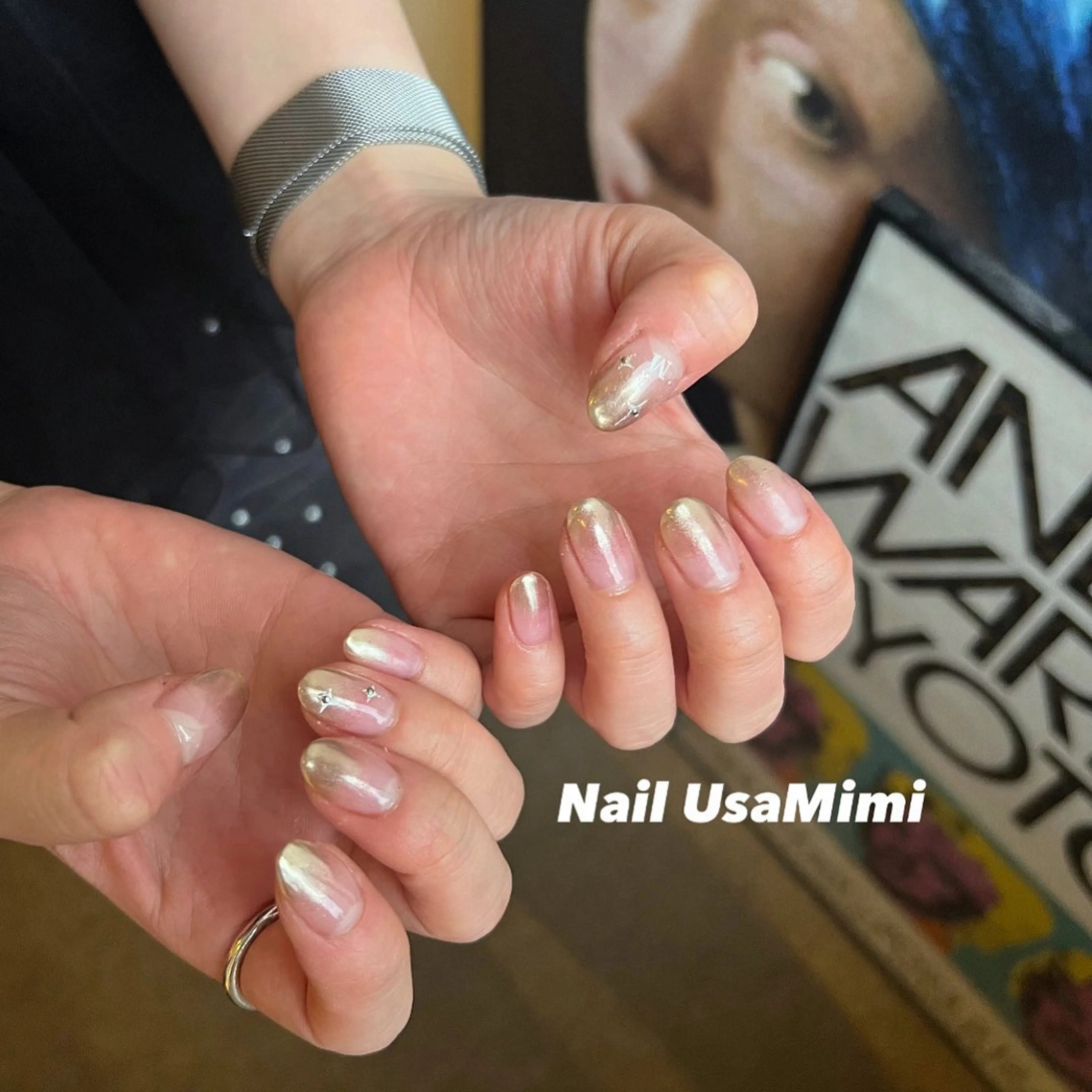 ネイル ジェルネイル グラデーション 韓国ネイル マグネットネイル ミラーネイル 本町NailUsa Mimi RIKOのネイルデザイン