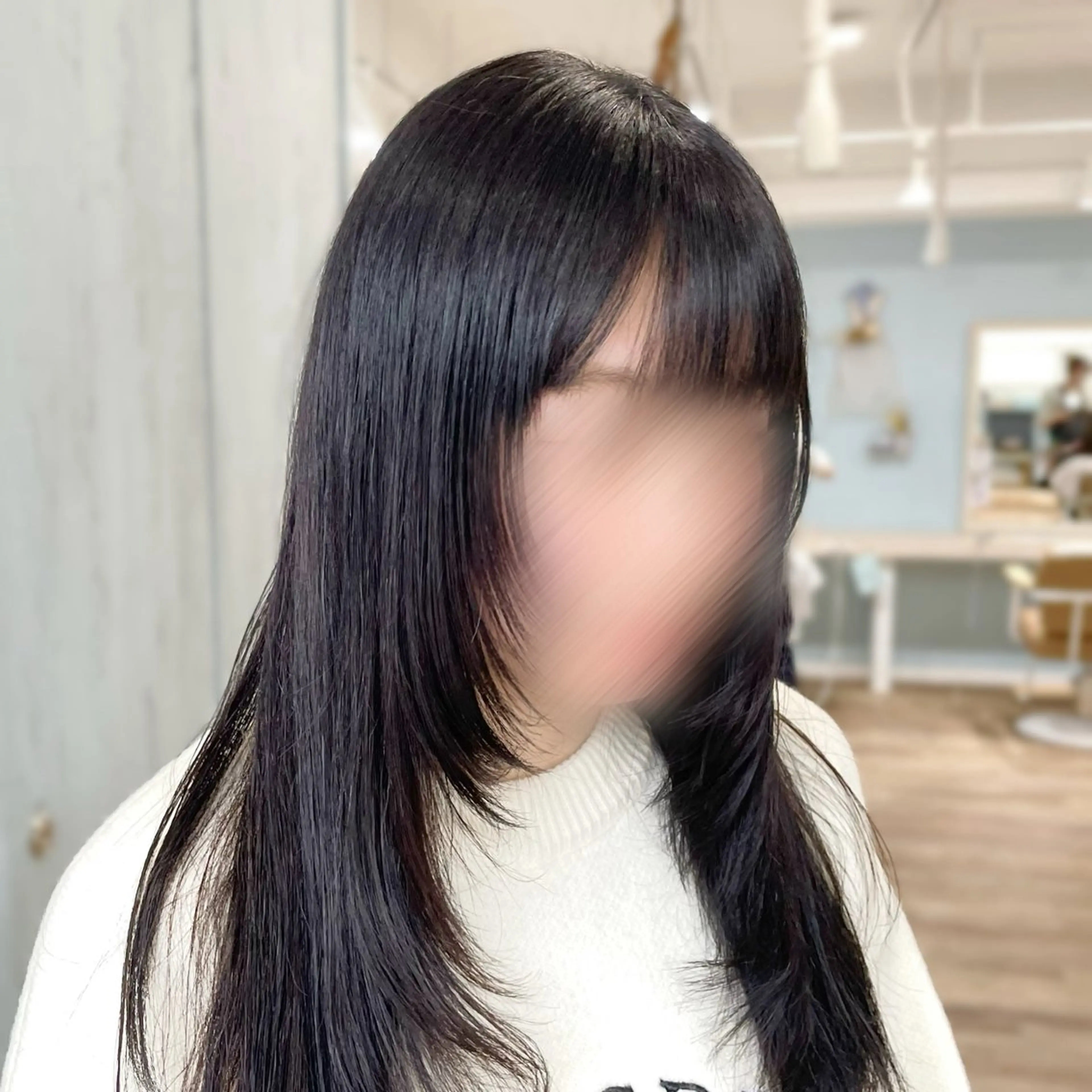 ロング 顔周りカット レイヤーカット カット ヘアカラー トリートメント ピンク・ラベンダー/ レイヤー/NANAのヘアスタイル