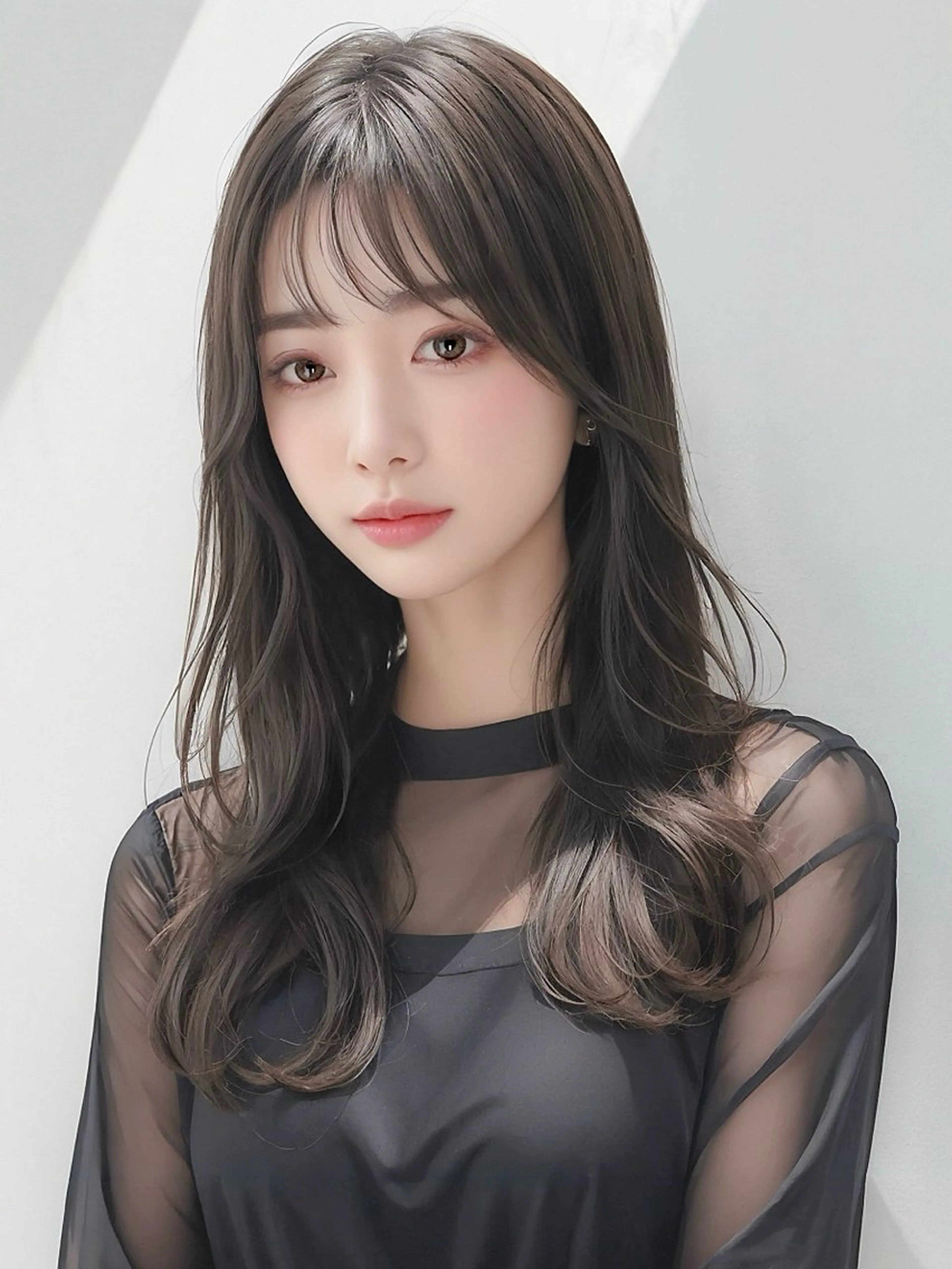 セミロング カラー ブラウンカラー ハッシュカット レイヤーカット カット ヘアカラー トリートメント レイヤー/ハッシュ 渋谷/サッタのヘアスタイル