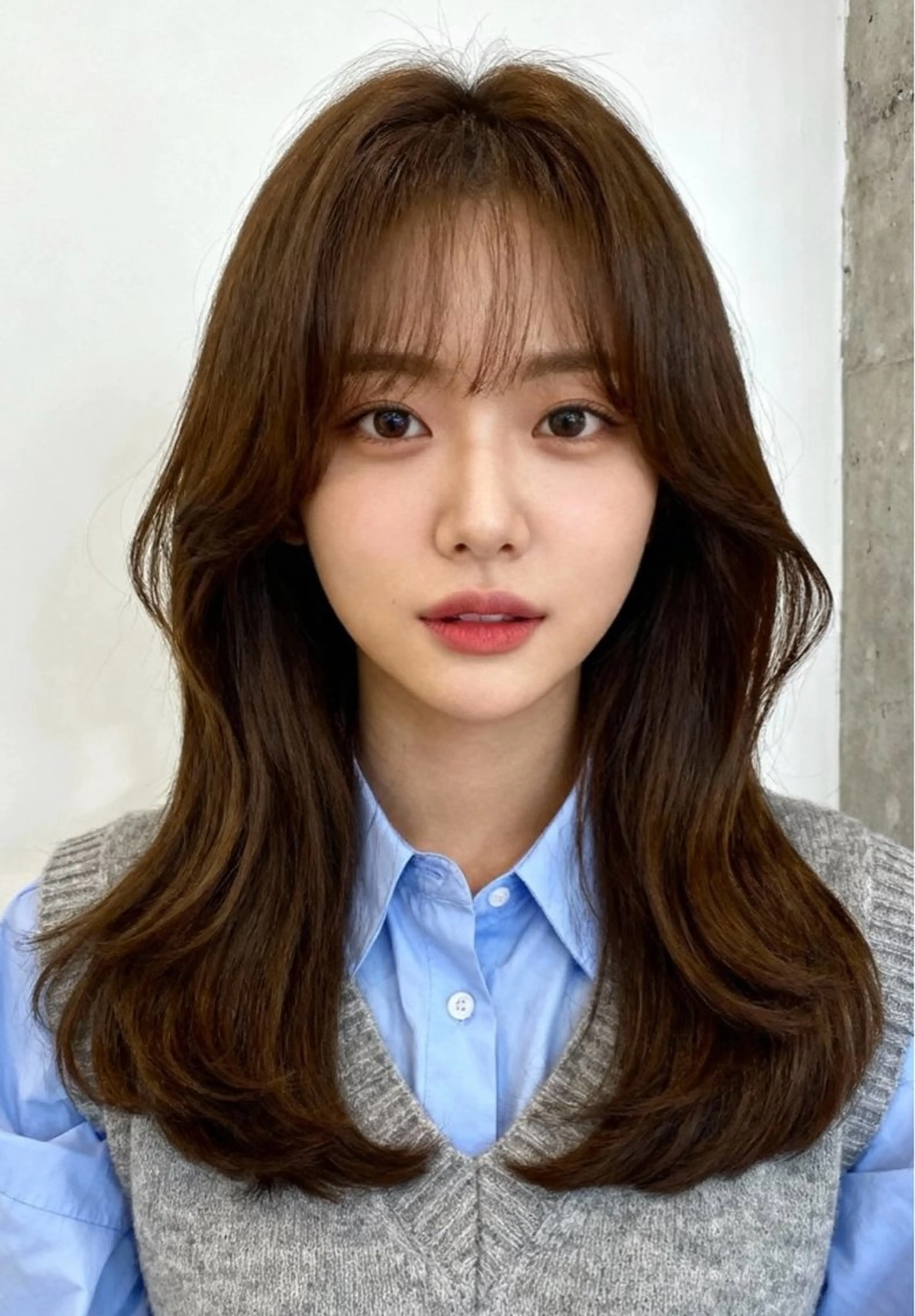 セミロング カラー アディクシーカラー 透明感カラー くびれヘア 顔まわりレイヤー 韓国風ヘア カット ヘアカラー 韓国レイヤーカット 🫧大阪梅田レイヤーのヘアスタイル