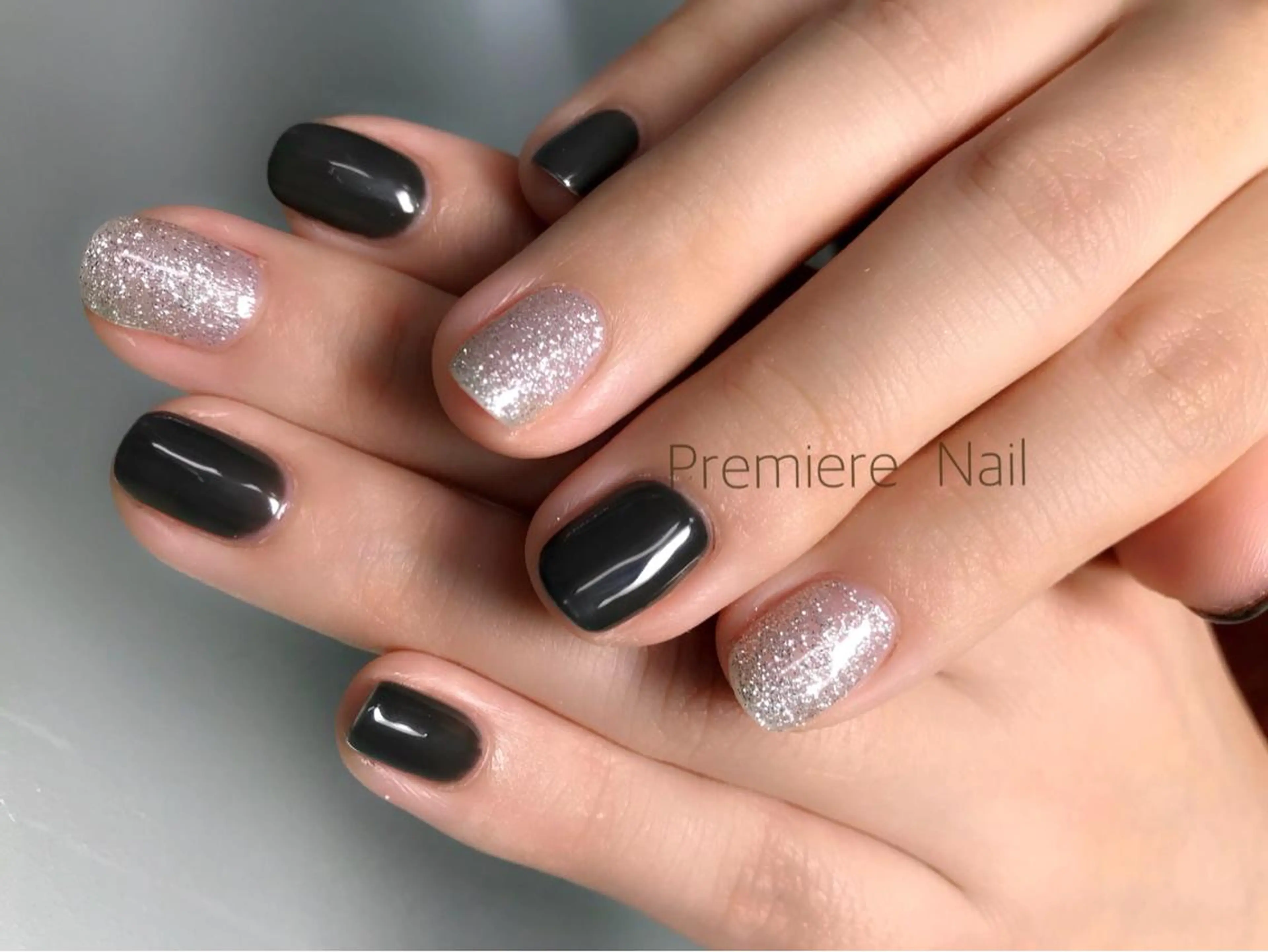 ネイル ラメ(グリッター) ネイビー シルバー Premiere Nail商店街店のネイルデザイン