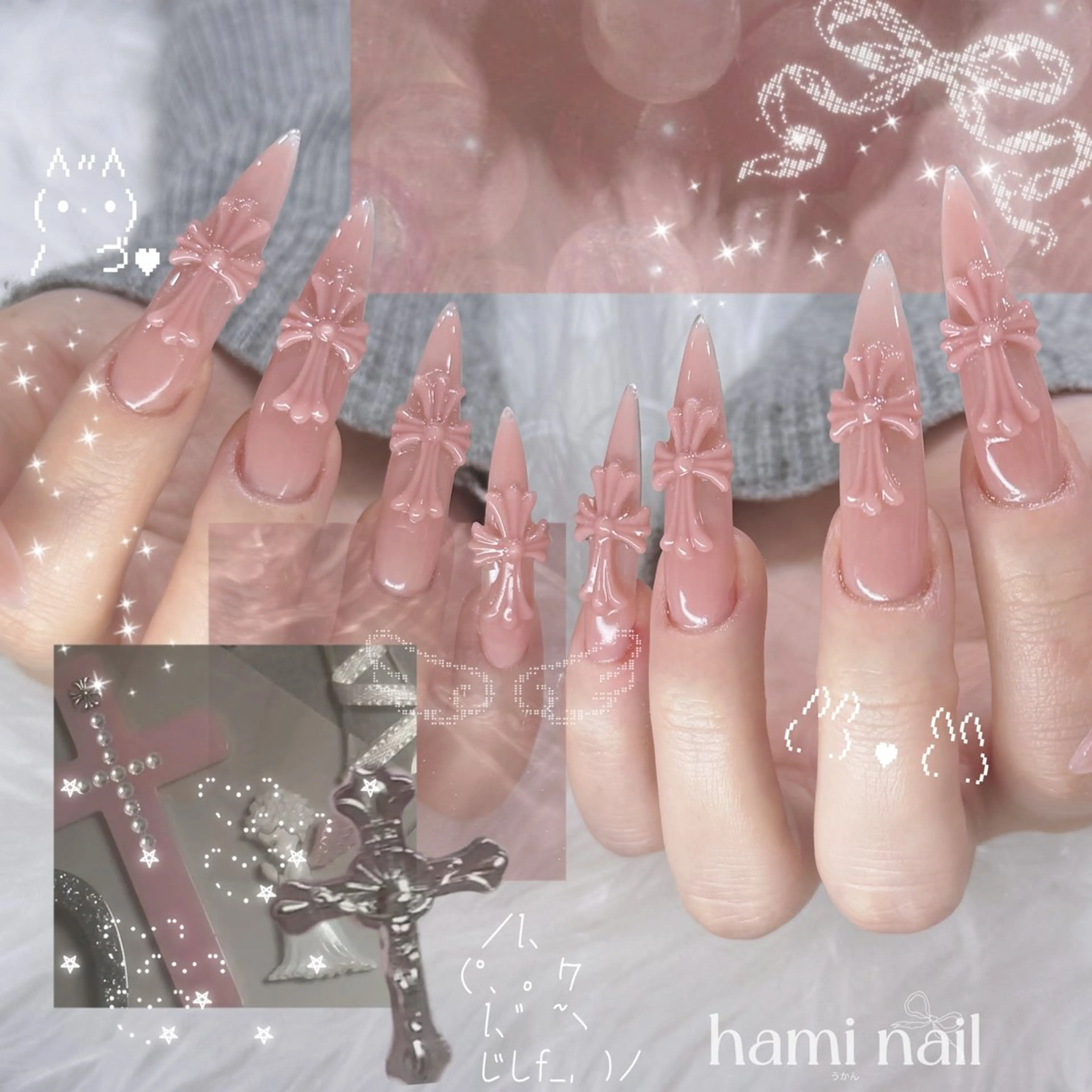 ネイル ハンドネイル ハンドケア 🎀うかん 🎀チップ長さ出しのネイルデザイン