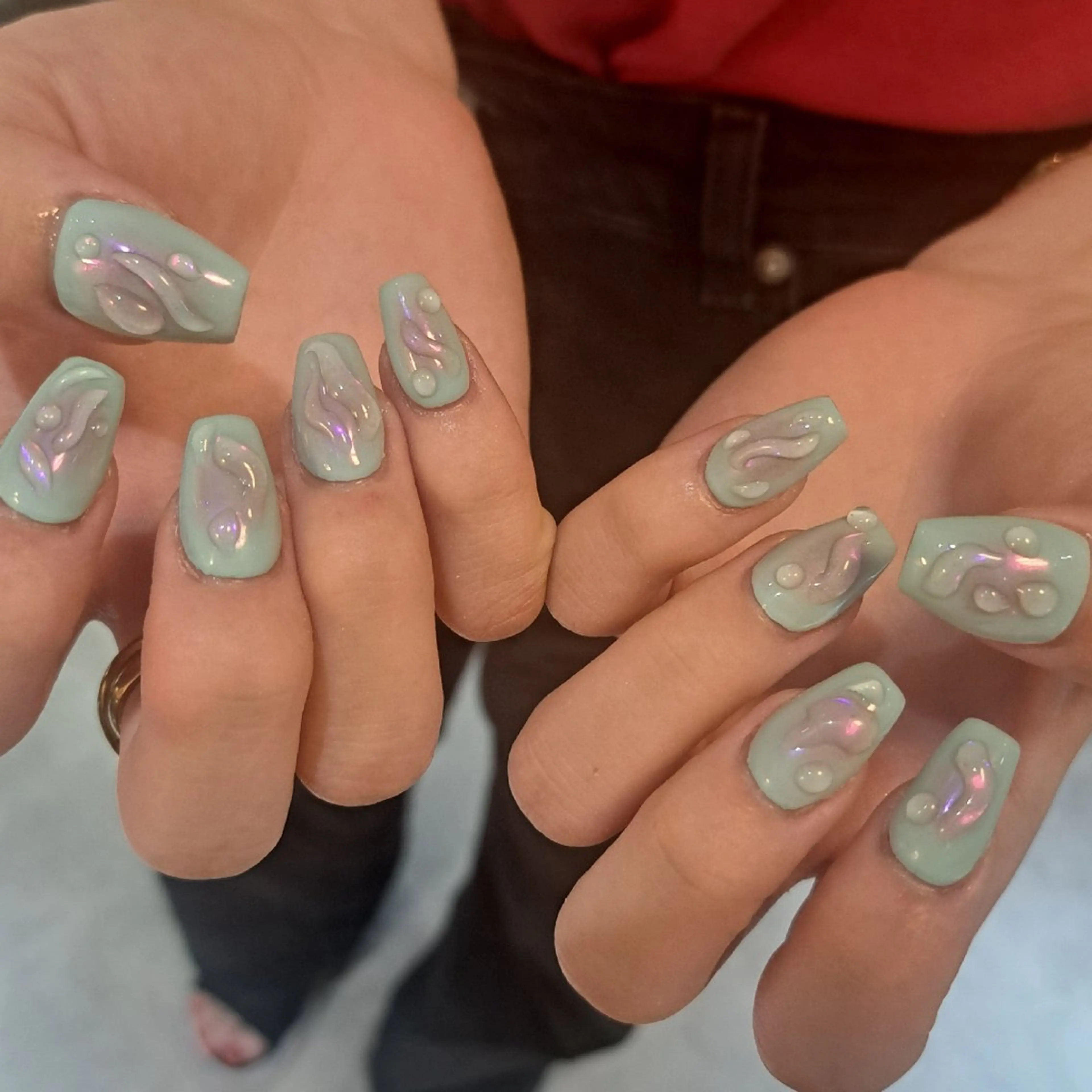 ネイル アートネイル 長さ出し ミラーネイル ぷっくりネイル スカルプネイル Nail mood /アートし放題のネイルデザイン