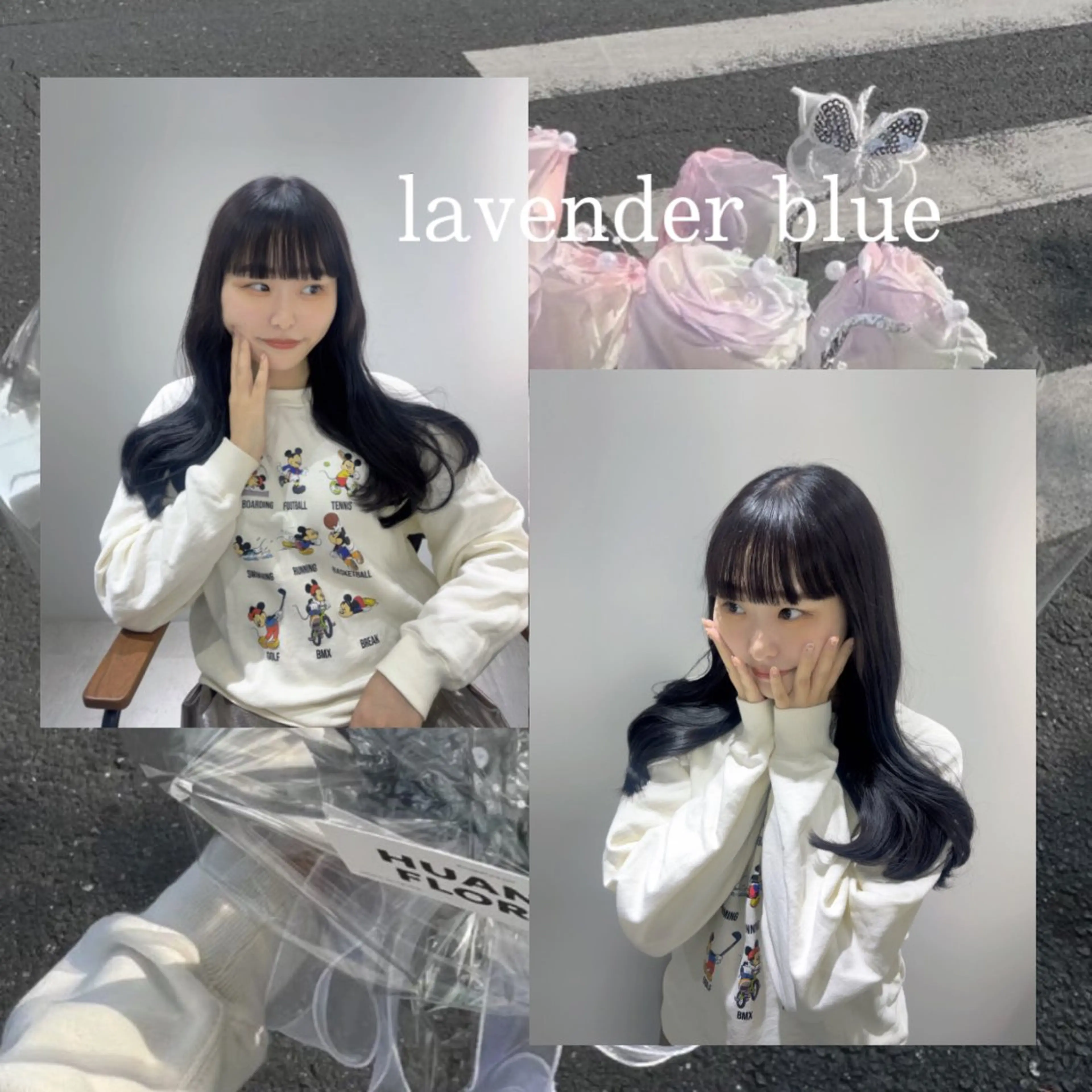ロング カラー ヘアアレンジ ブルーカラー 透明感カラー ラベンダーカラー 韓国風ヘア ワンホンヘア カット ヘアカラー トリートメント eN°byyoureshair所属・🎀トップスタイリ スト湯川響🎀のヘアスタイル