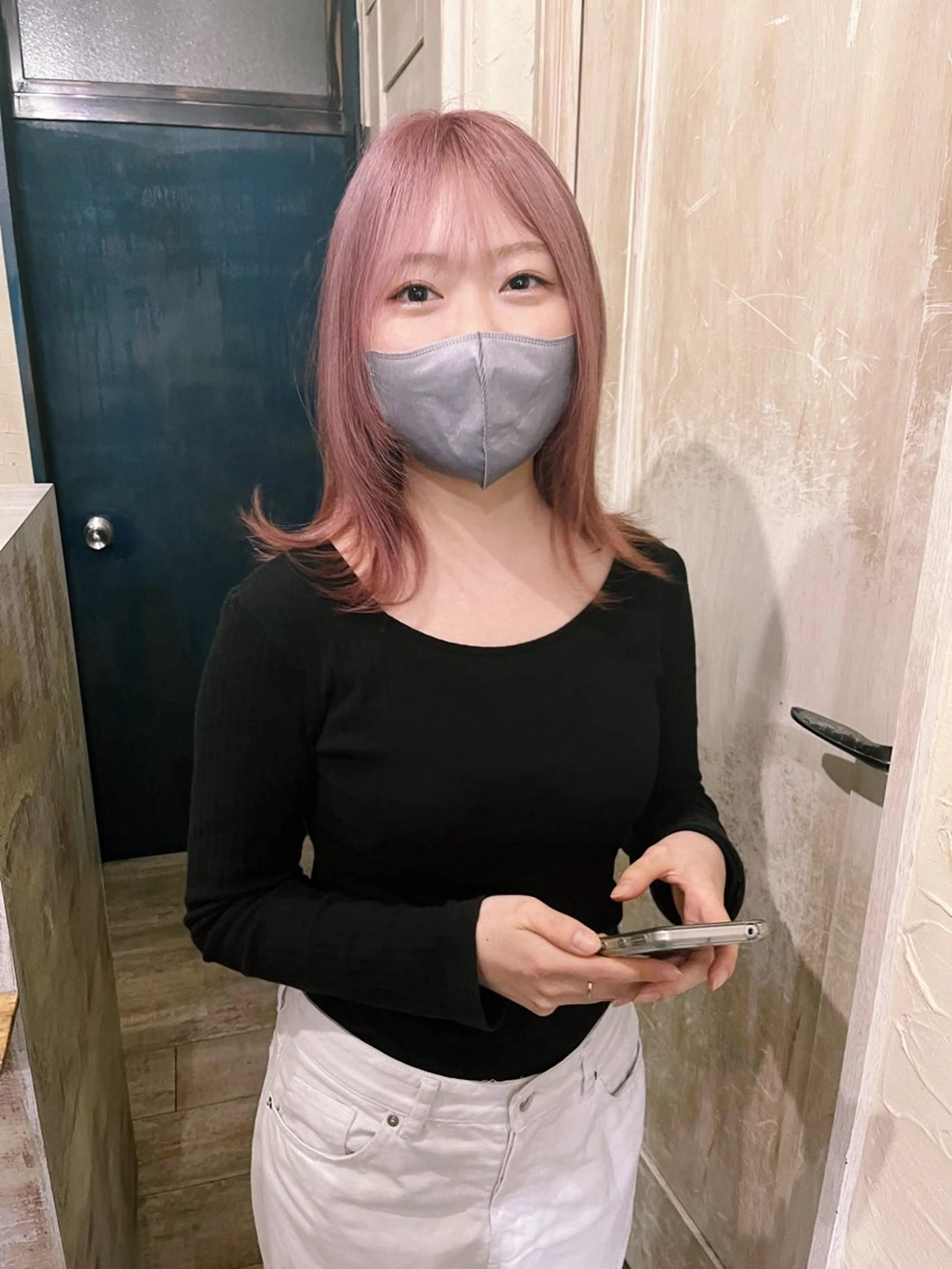 ミディアム カラー ブリーチ ダブルカラー ピンクカラー ホワイトピンク Cinq所属・ハイライト🌟/ ボブ/豊田のヘアスタイル