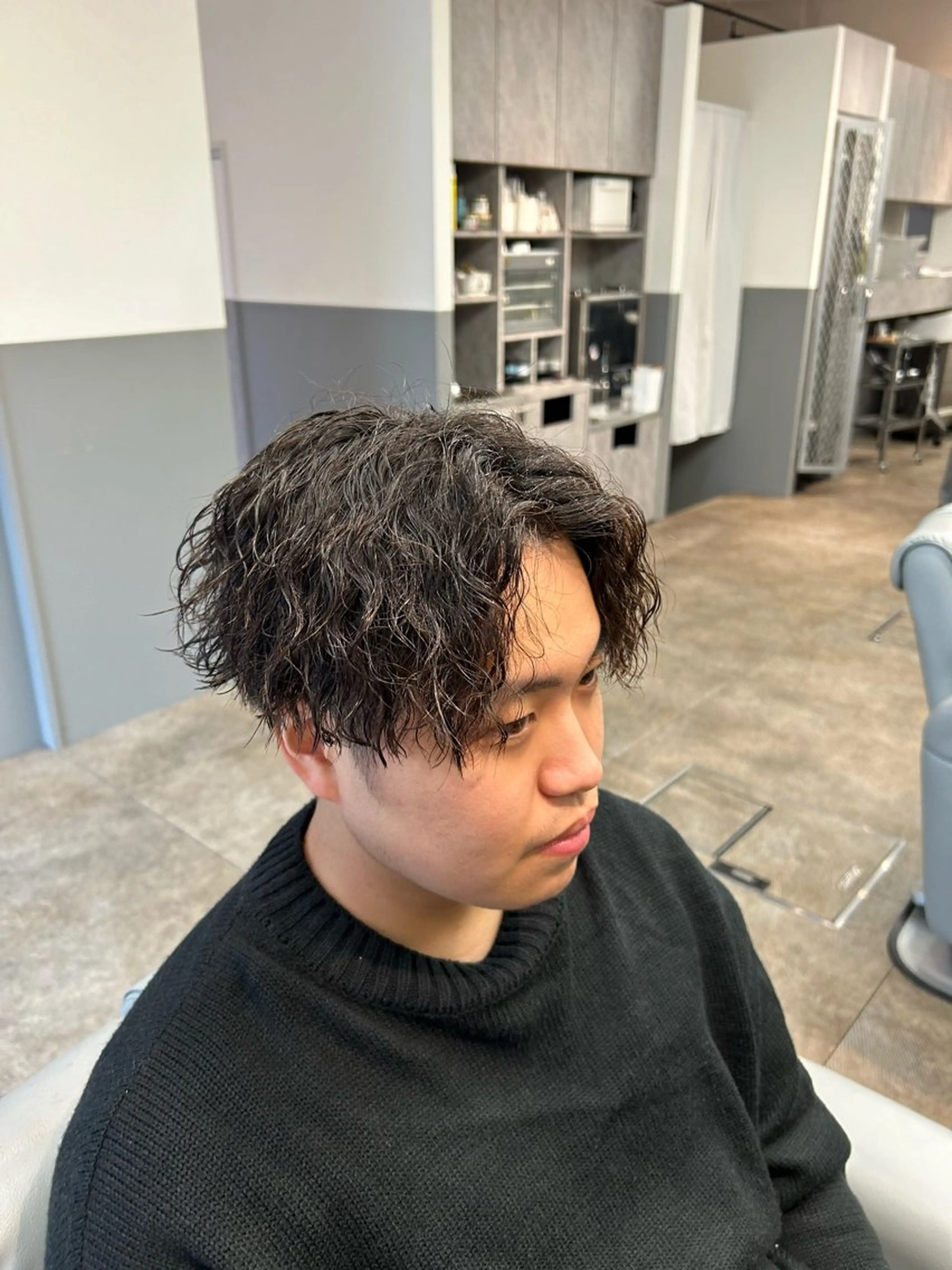 ミディアム ミディアムパーマ カット パーマ BARBER BROS 長堀橋店所属・奥 圭人｜メンズスタイルのヘアスタイル