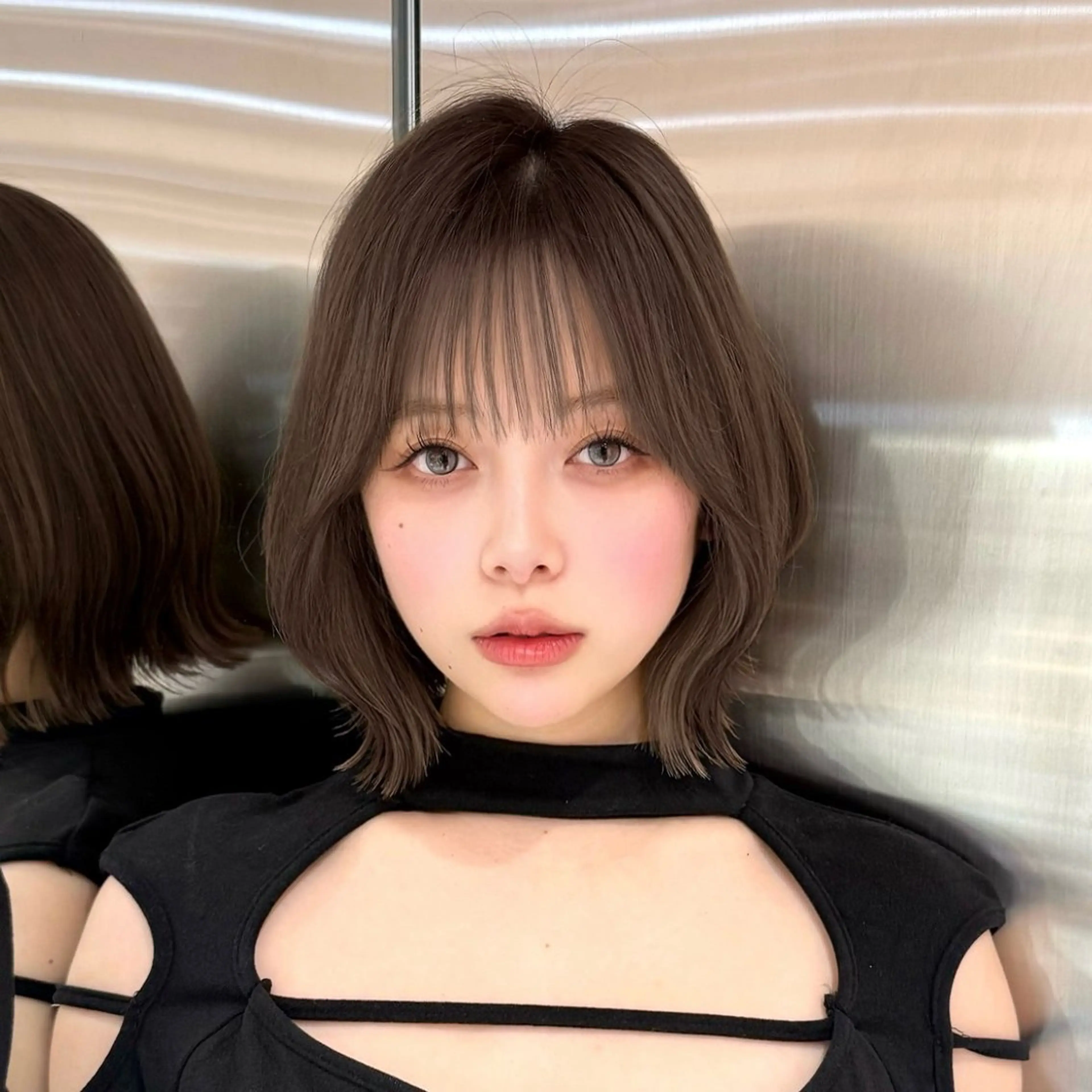 ミディアム カラー ヘアアレンジ ボブレイヤー 透明感カラー ボブ 韓国風ヘア レイヤーカット 韓国ボブ/髪質改善 /新宿/Rumiのヘアスタイル