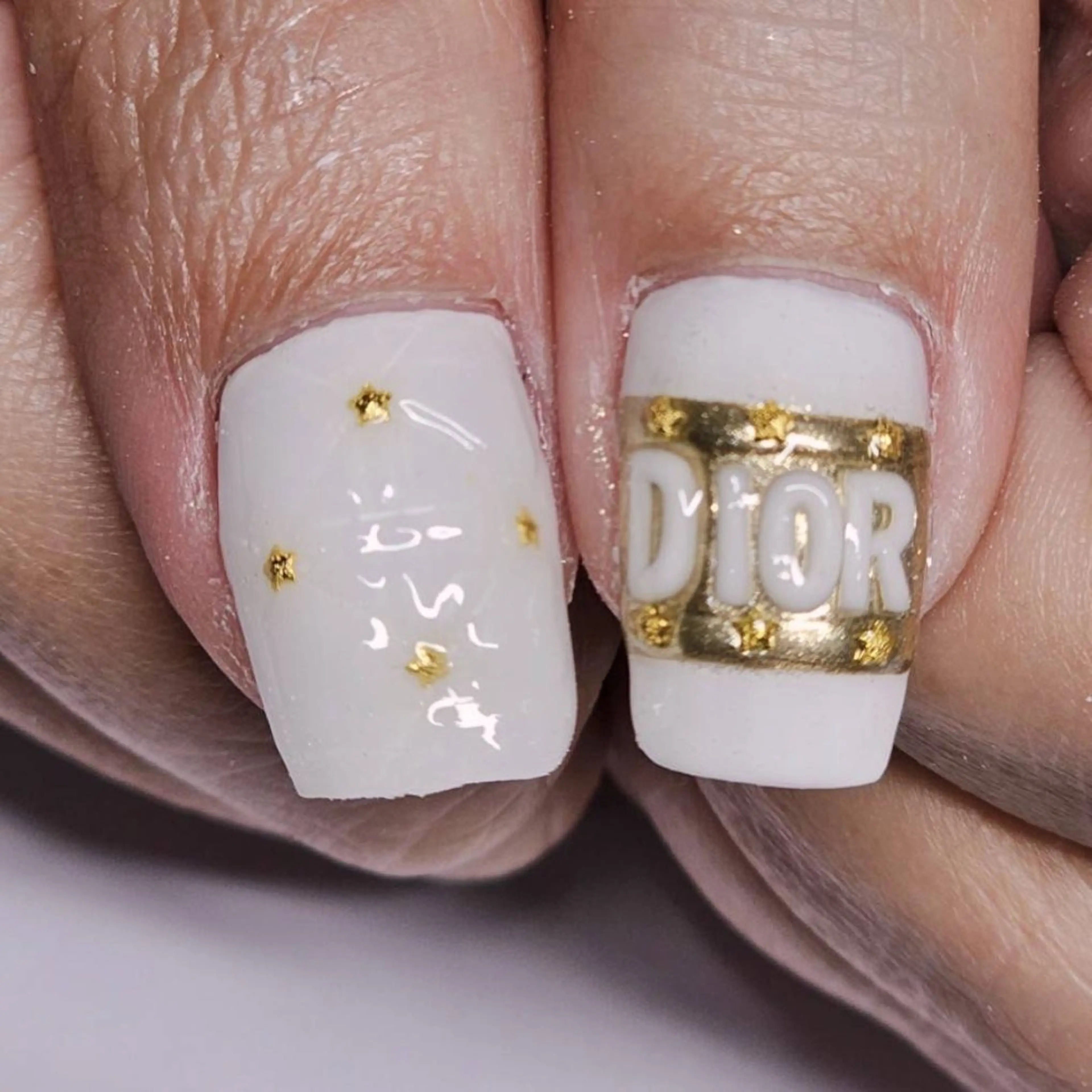 ネイル アートネイル クリアネイル ラメ(グリッター) ワンカラーネイル ホワイト ハンドネイル よしだ ひろきのネイルデザイン