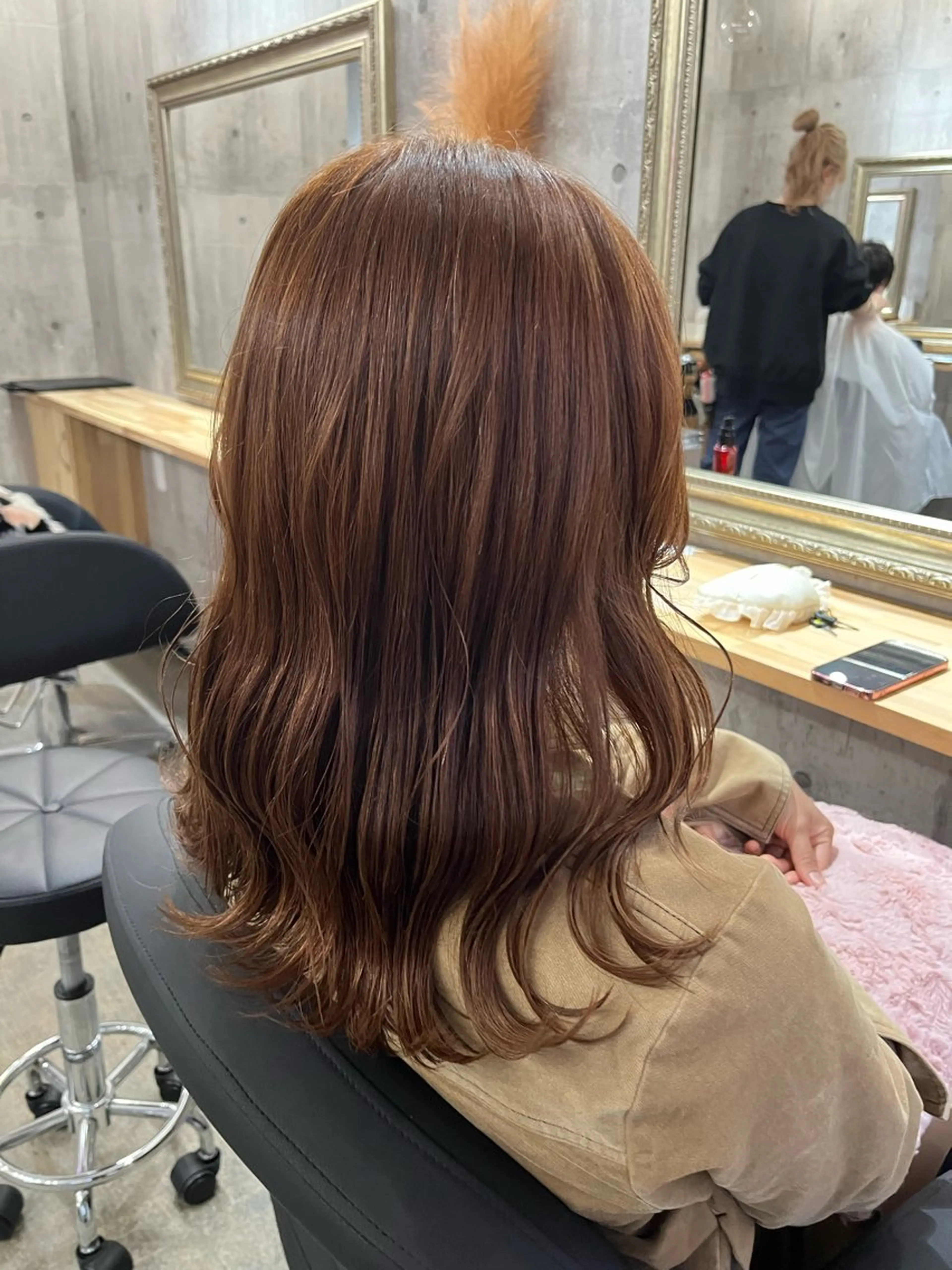 セミロング オレンジブラウン カット ヘアカラー hair salon loup所属・loup yunaのヘアスタイル