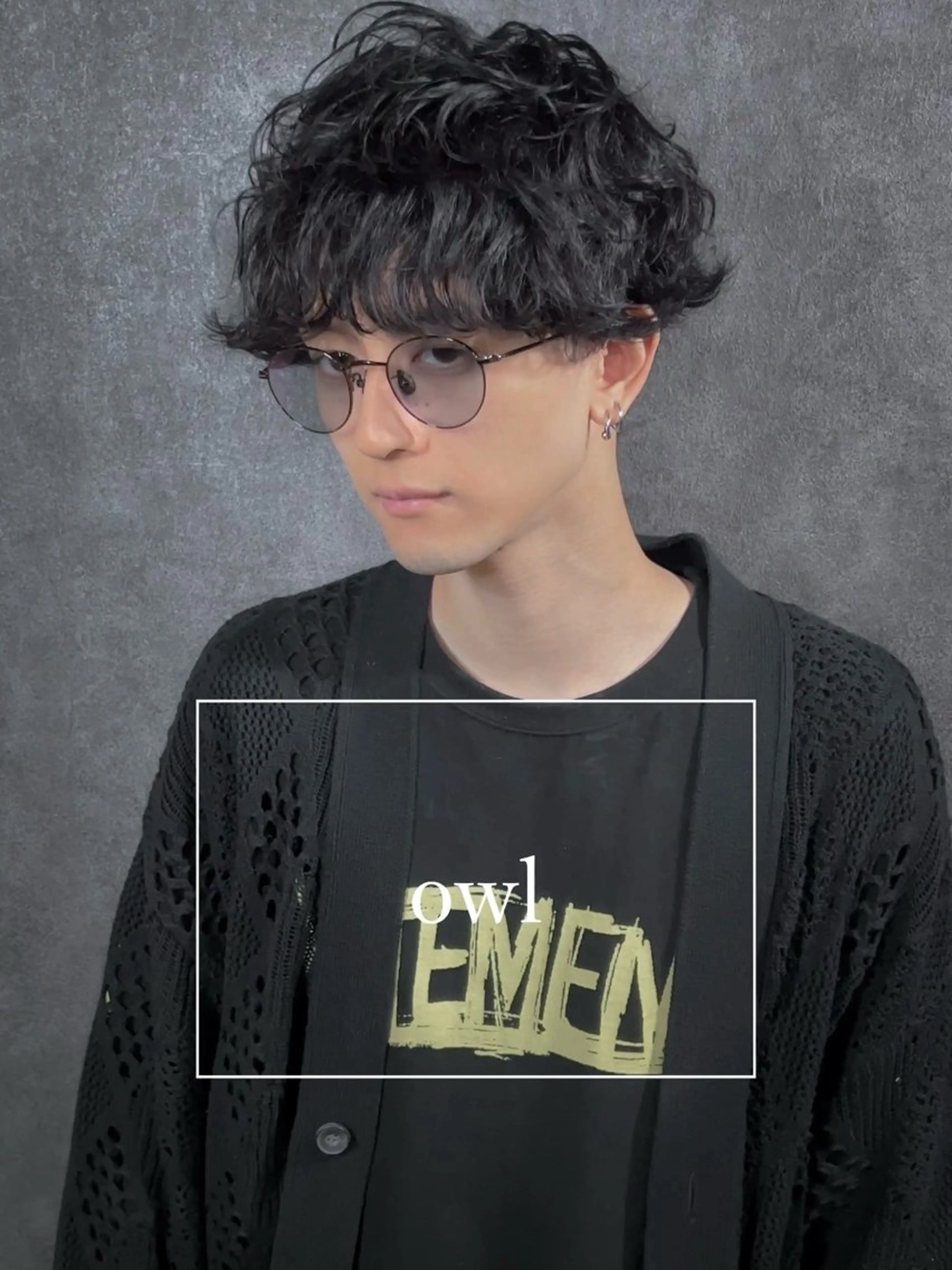 ショート パーマ メンズ センターパート マッシュウルフ マッシュ メンズパーマ ツイストスパイラルパーマ メンズサロン【owl 心斎橋】難波/アメ村のヘアスタイル