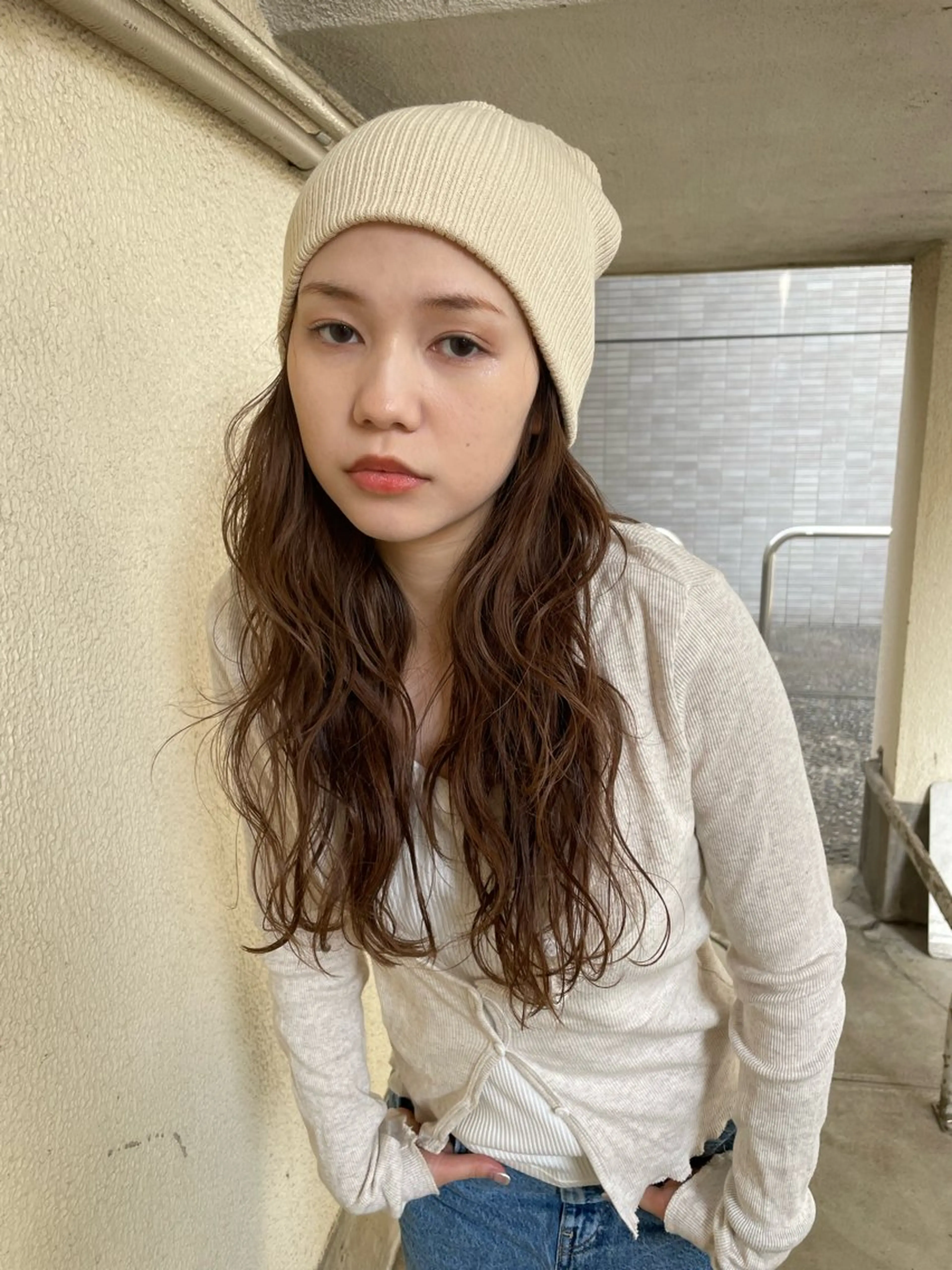 ロング カラー アプリコットブラウン ブラウンカラー カット ヘアカラー volta∞knot所属・狩野 羅夢のヘアスタイル