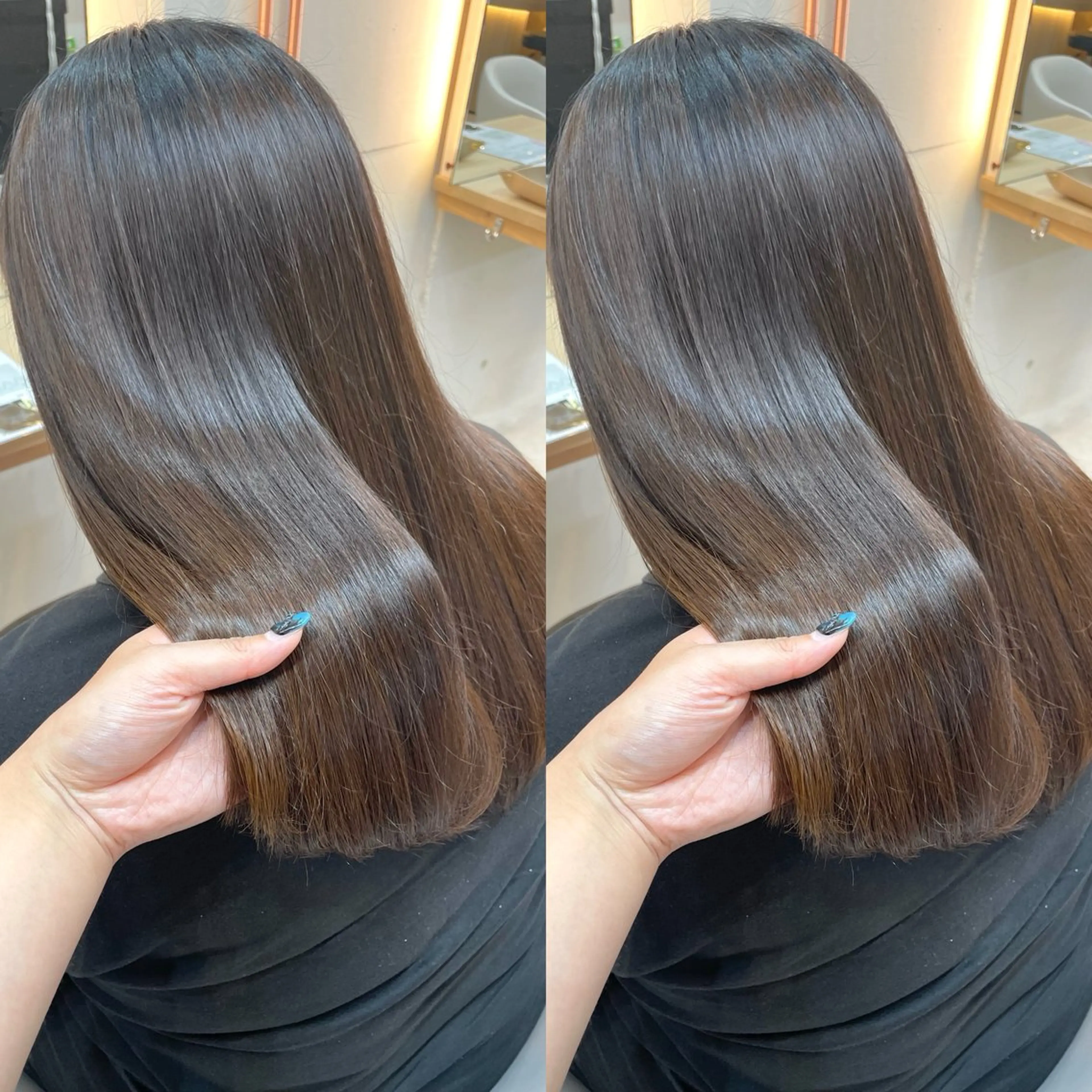 セミロング カラー ブラウンカラー ヘアカラー トリートメント ヘアセット ブリーチ無しダブル カラー🦕まどかのヘアスタイル