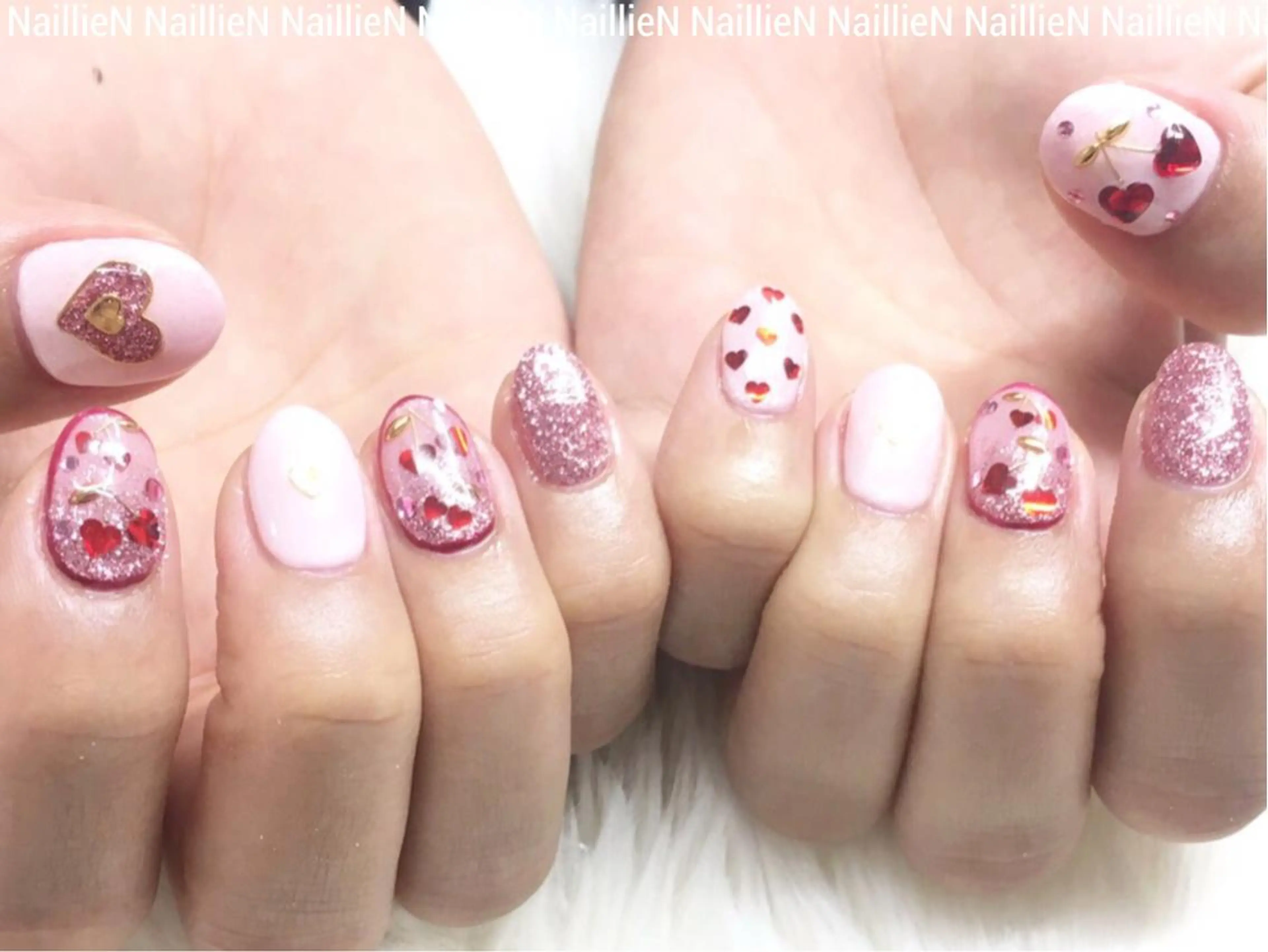 ネイル ガーリー ハート Nail lieNのネイルデザイン