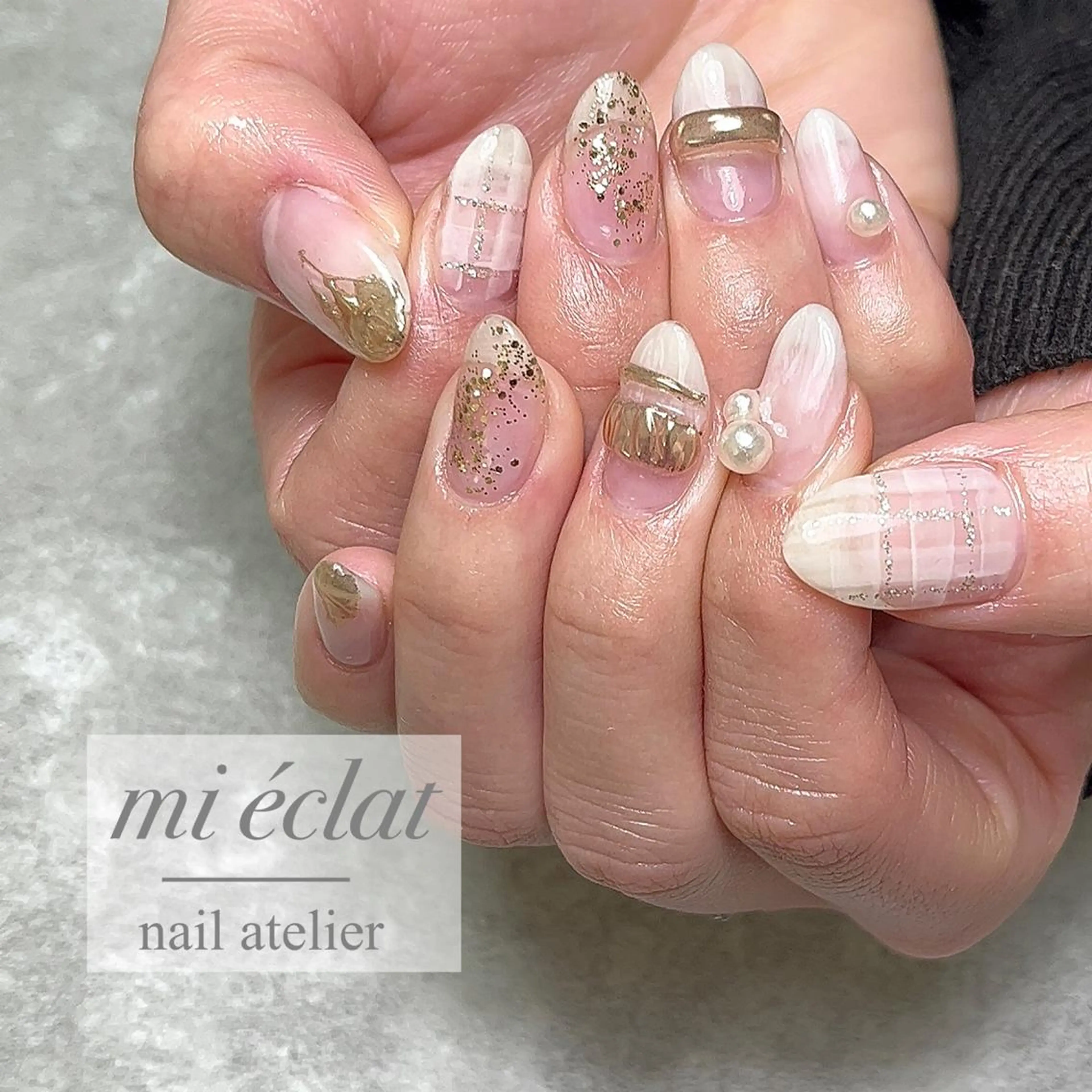 ネイル アートネイル ボルドー ブラウン フレンチネイル ジェルネイル ハンドネイル mi éclat ミ　エクラのネイルデザイン